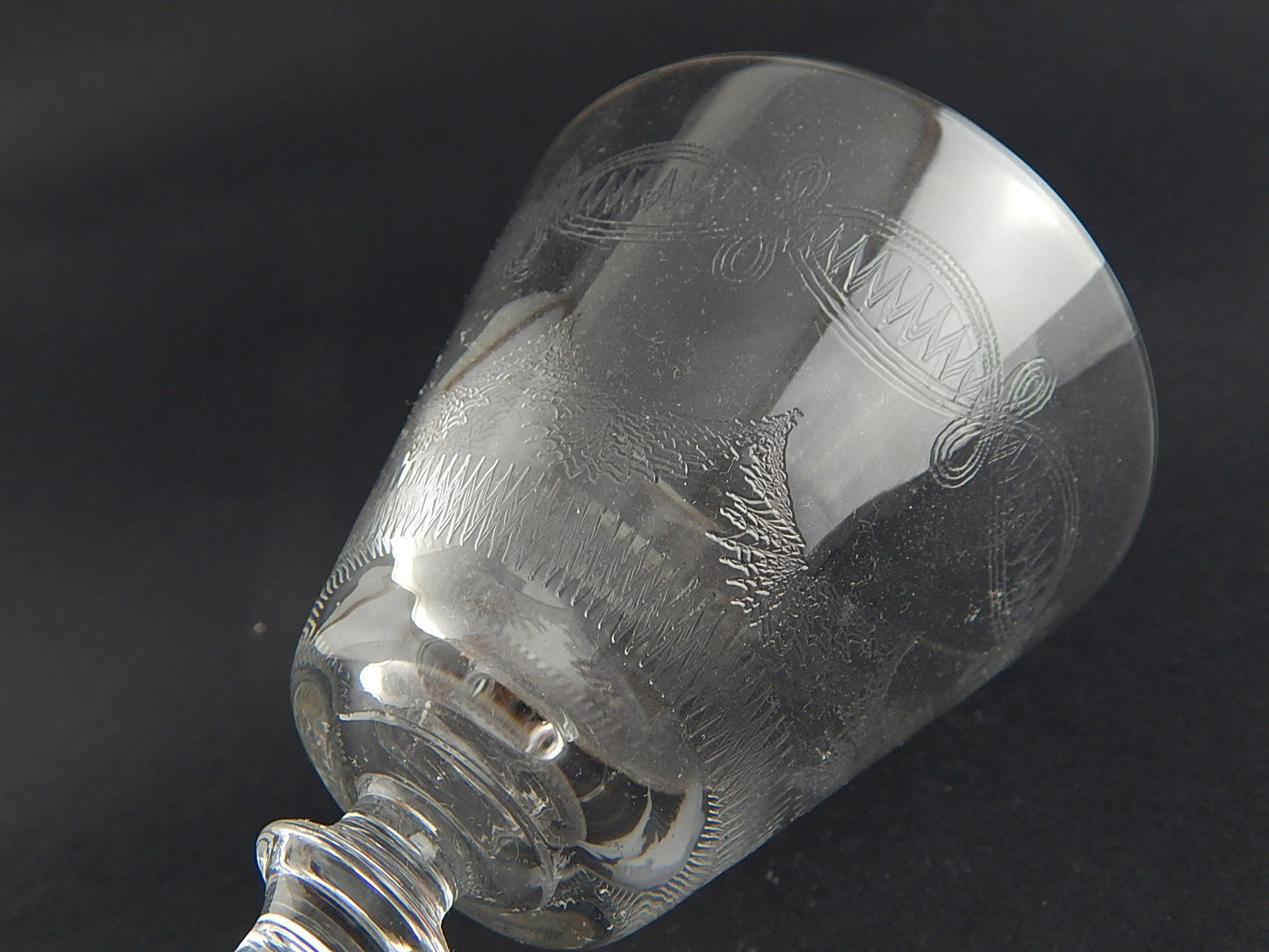 ANTICO CALICE CRISTALLO VAL D'ELSA INCISO PUNTA DIAMANTE LIBERTY