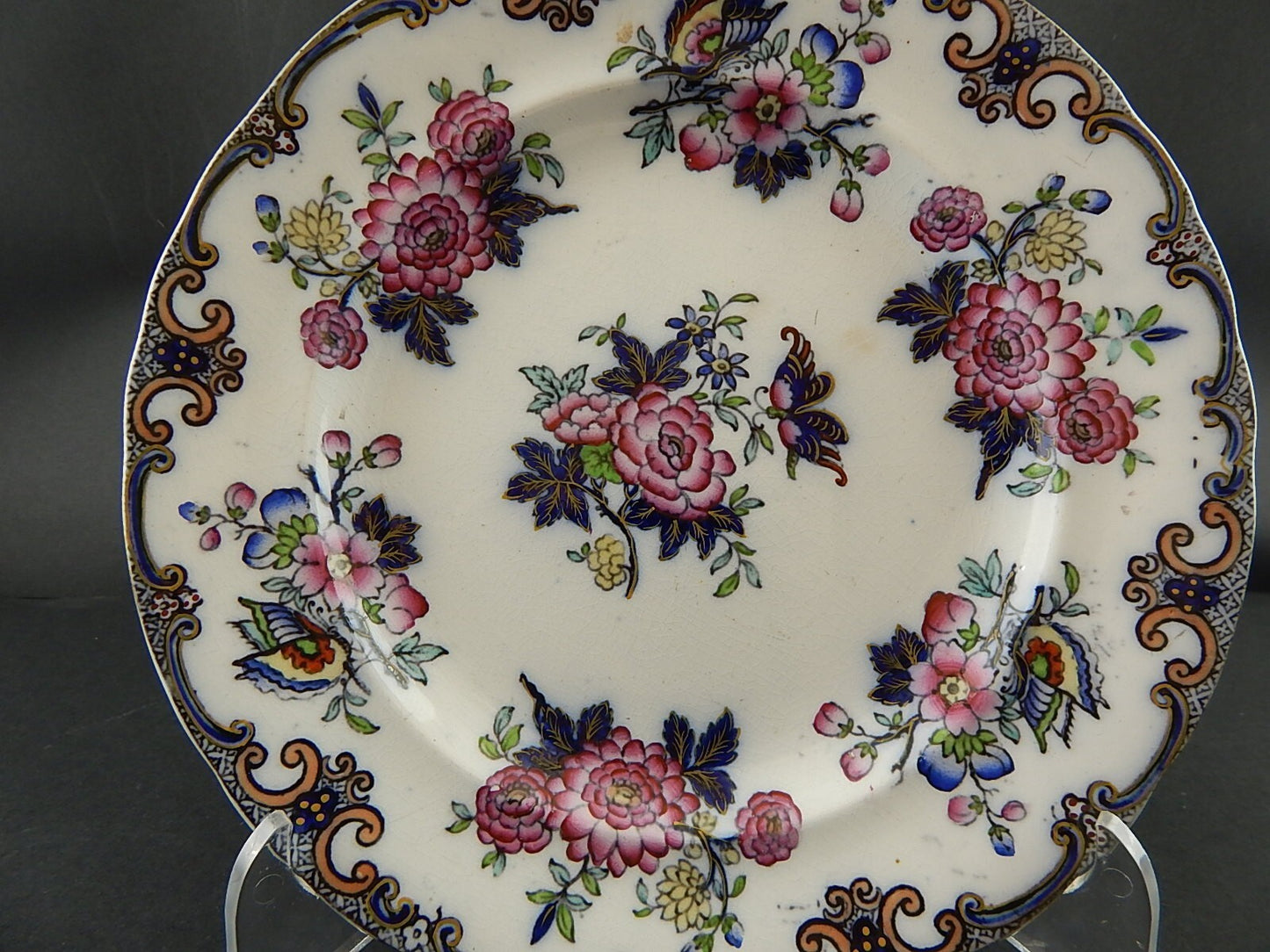 ANTICO RARO PREZIOSO PIATTO INGLESE CERAMICA CHARLES MEIGH POONAH DEL 1835