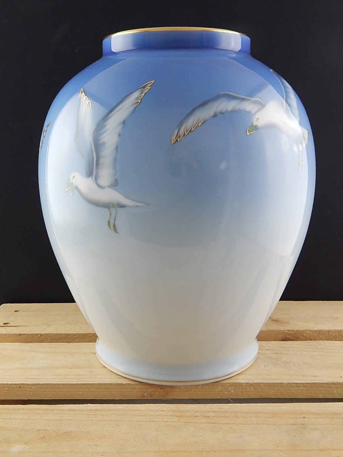 ROYAL COPENHAGEN IMPORTANTE RARO GRANDE VASO PORCELLANA GABBIANI SEAGULL