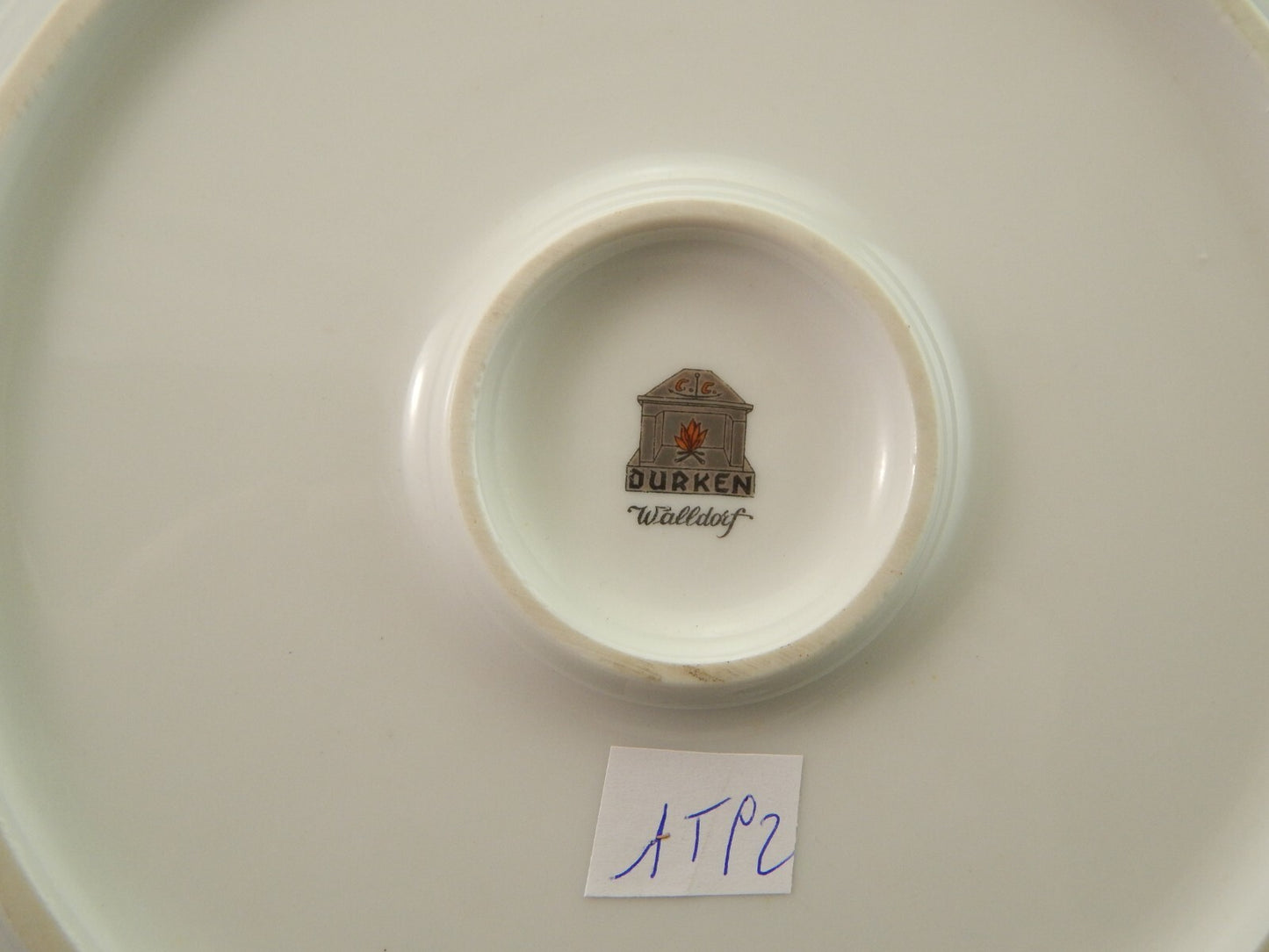 VINTAGE ROCAILLE VASSOIO ROTONDO DURKEN WALLDORF CERAMICA FIORE DI PESCO