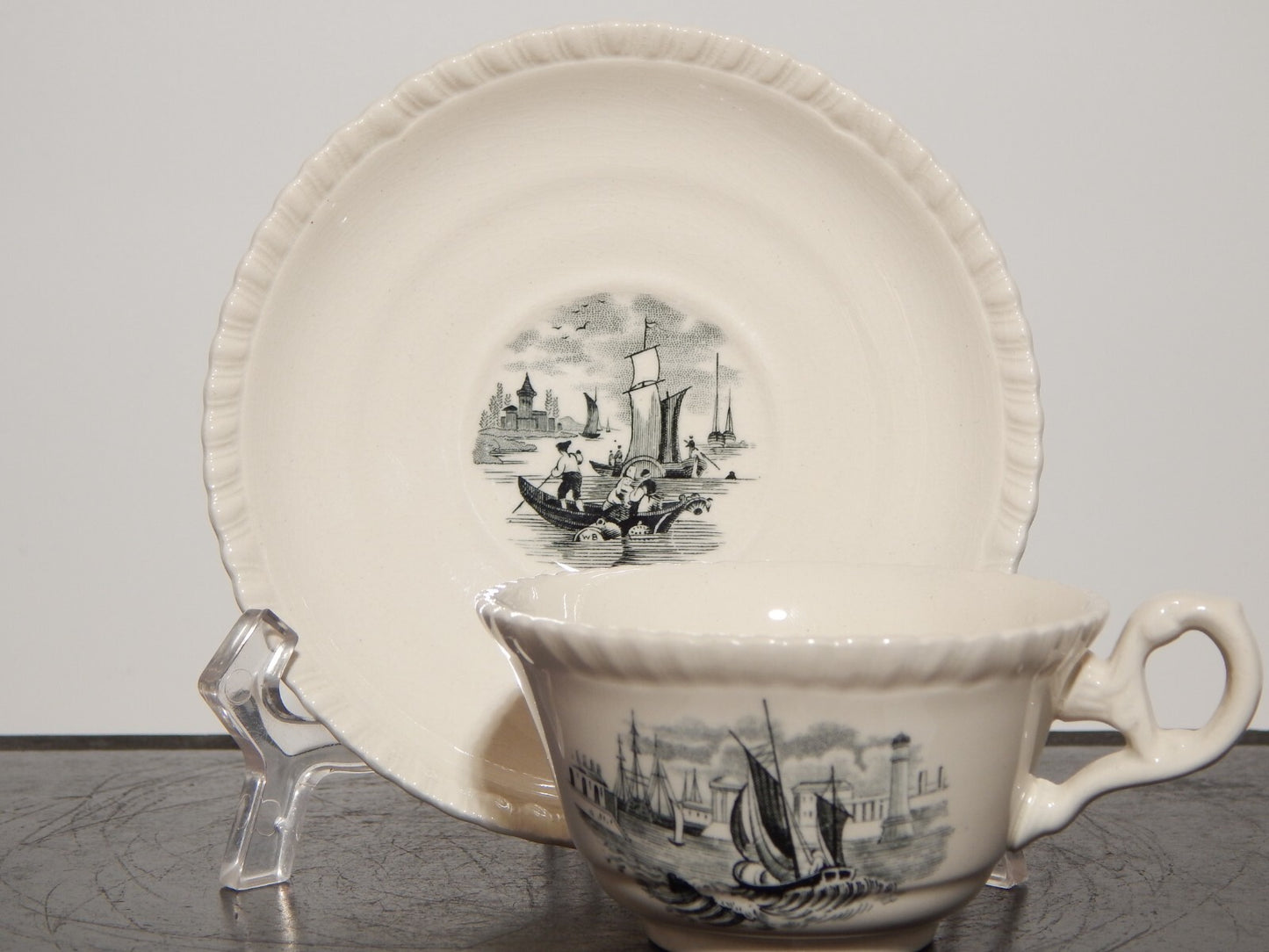 ANTICA TAZZINA CAFFE' INGLESE SEMI PORCELLANA COPELAND SPODE PAESAGGIO MARINO