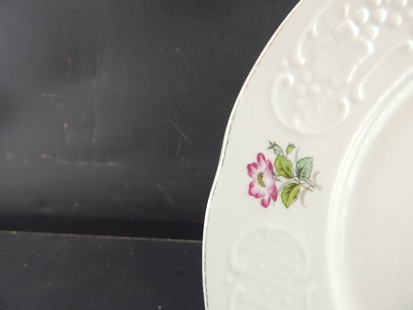 ANTICO RICHARD GINORI PIATTO PIANO PORCELLANA DECORO ROSA CANINA