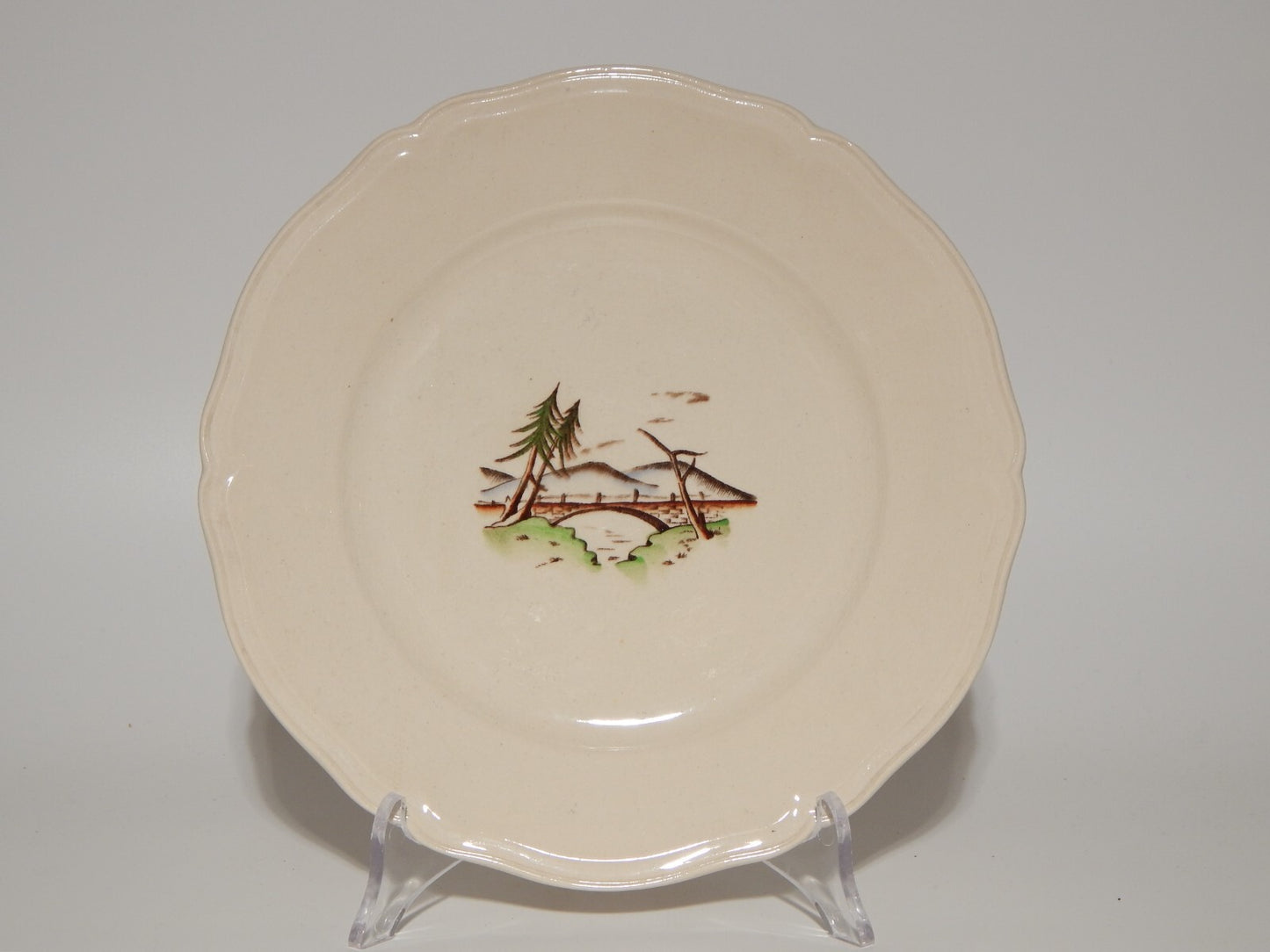 ANTICO PIATTO PI ANO CERAMICA S.C.I. LAVENO ANDLOVIZ PAESAGGIO DIPINTO A MANO #