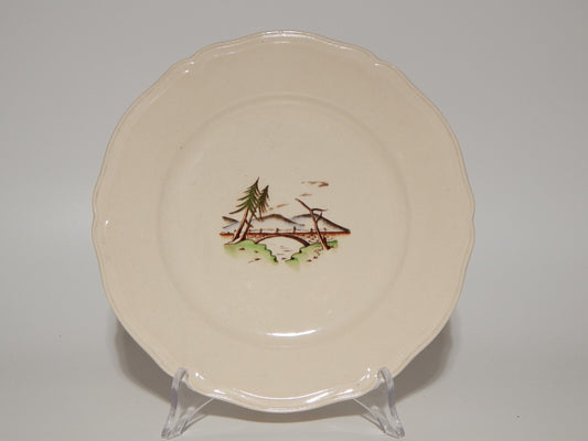 ANTICO PIATTO PI ANO CERAMICA S.C.I. LAVENO ANDLOVIZ PAESAGGIO DIPINTO A MANO #