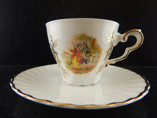 ANTICA TAZZINA CAFFE' PORCELLANA RHEINPFALZ HARTPORZELLAN BAVARIA SCENA GALANTE