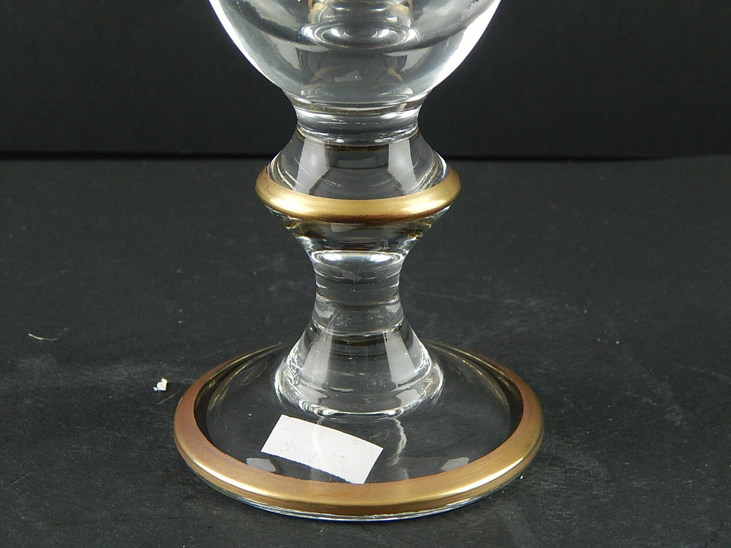 PREZIOSO STILE IMPERO BICCHIERE CALICE FLUTE VETRO SOFFIATO MURANO VENEZIANO ORO