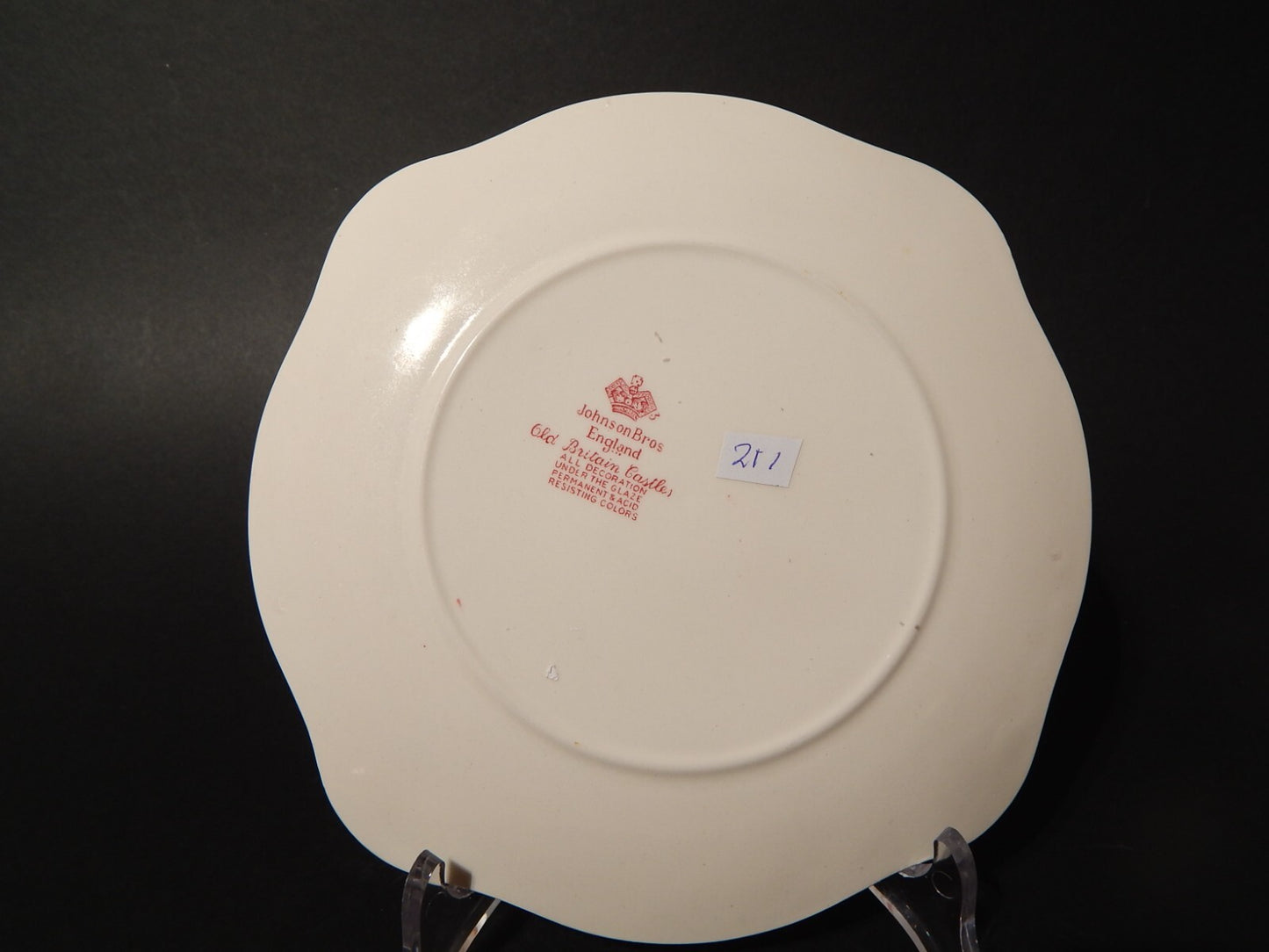 VINTAGE JOHNSON BROS OLD BRITAIN CASTLE PIATTO QUADRATO SEMI PORCELLANA ROSSO