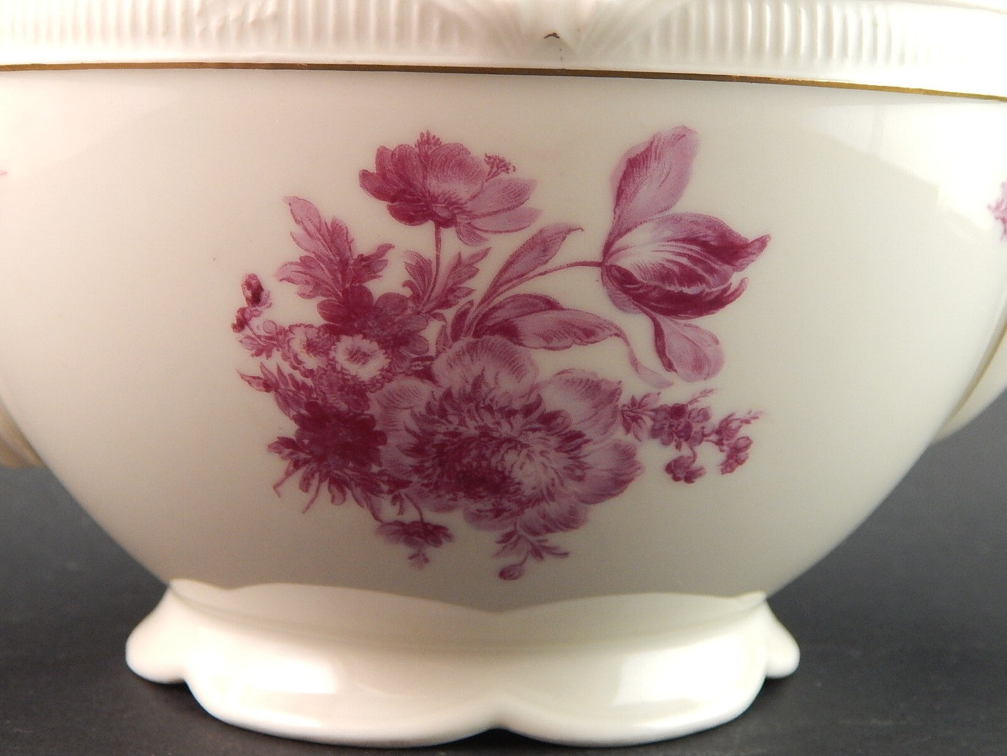 ANTICA RARA TEIERA PORCELLANA ZEH SCHERZER BAVARIA ROSA FUCSIA DIFETTO