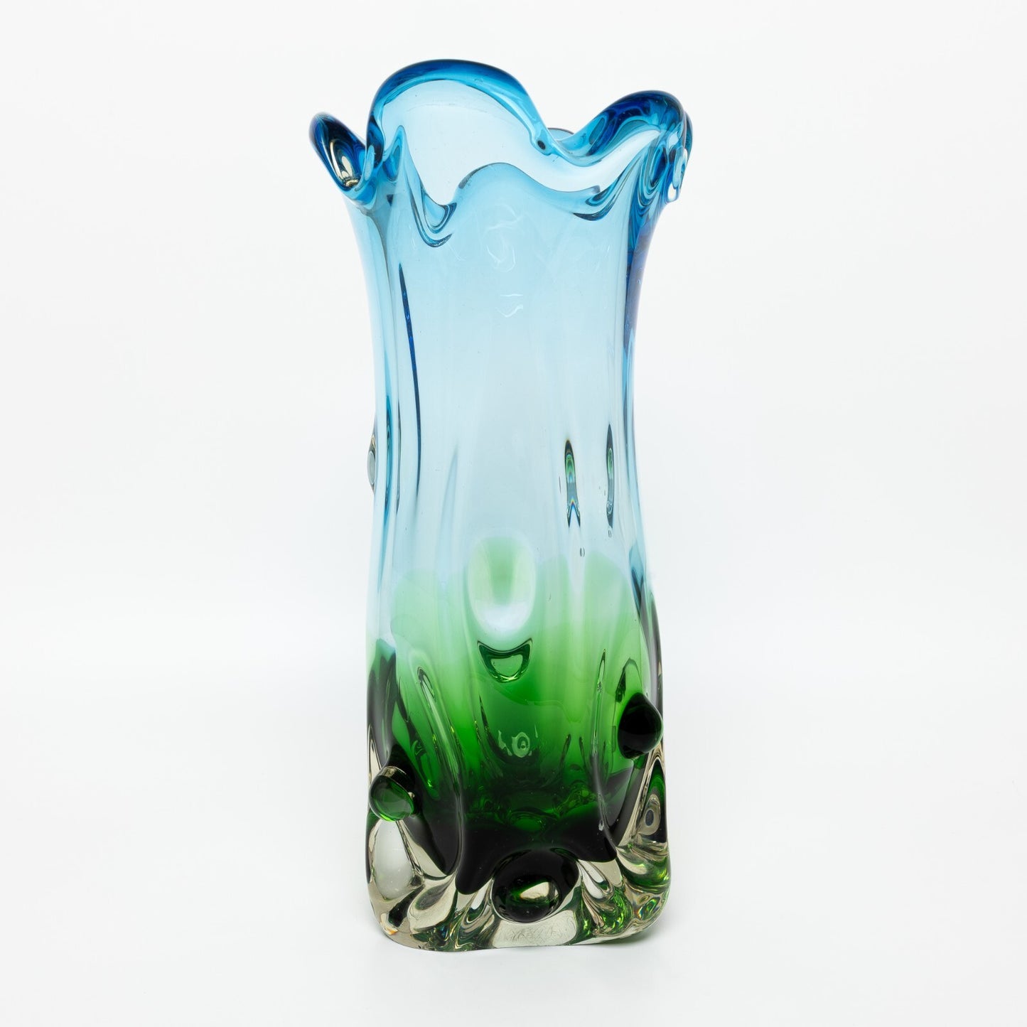 PREZIOSO VASO VETRO SOFFIATO DI MURANO TECNICA VETRO SOMMERSO STILE SEGUSO POLI