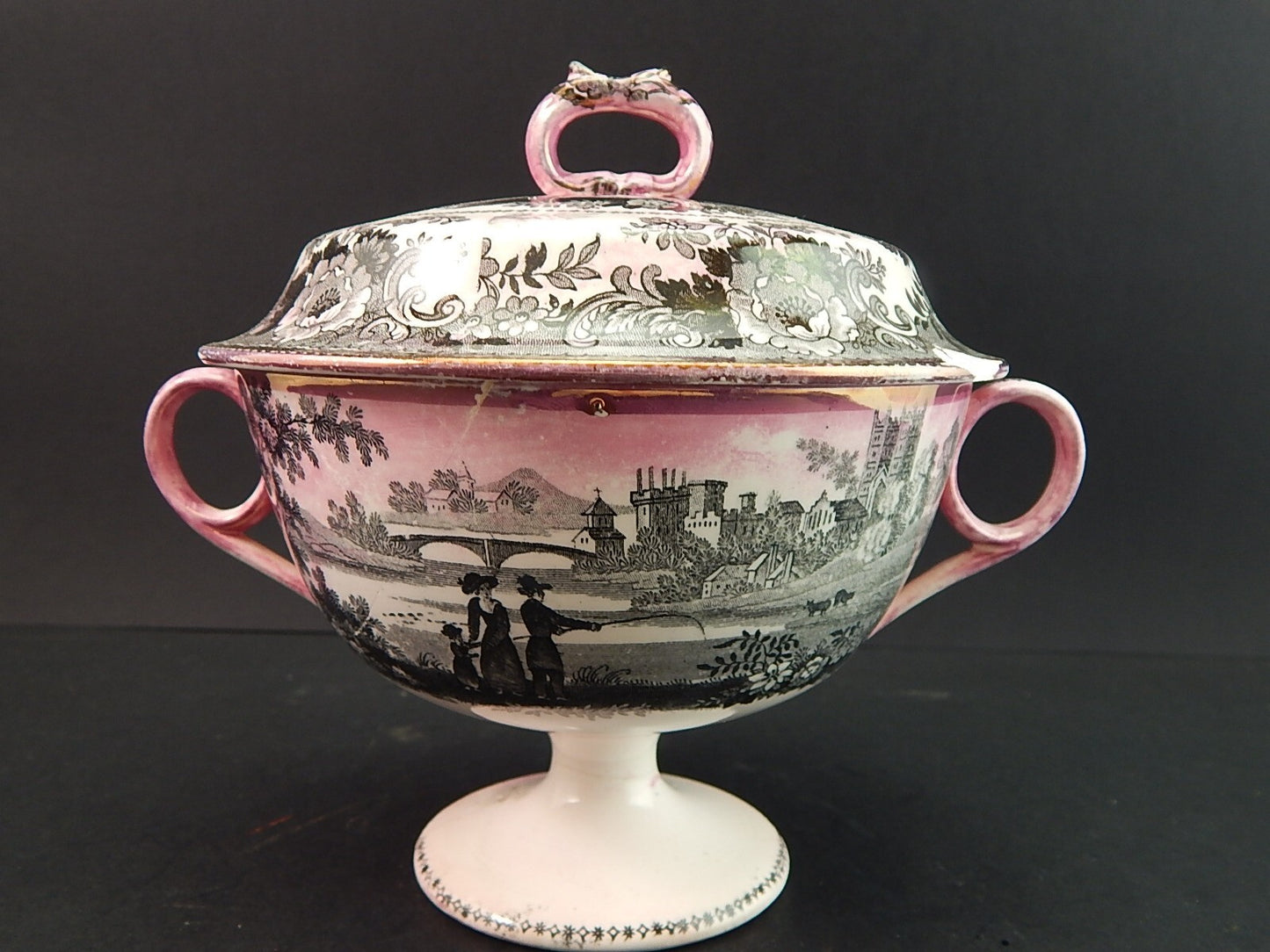 DAVENPORT 1830 DURHAM ANTICA CERAMICA ZUCCHERIERA PORTA DOLCI DANNEGGIATA