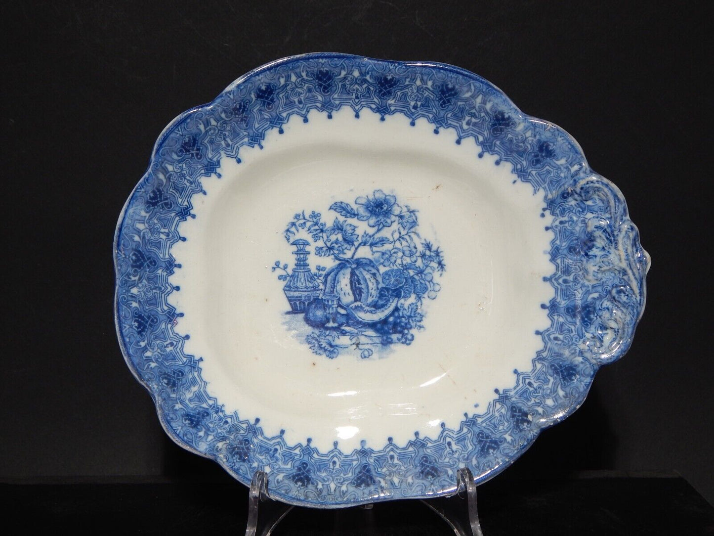 ANTICA MARESCIALLA VASSOIO CERAMICA RICHARD MILANO SECONDA META' 800 BIANCO BLU