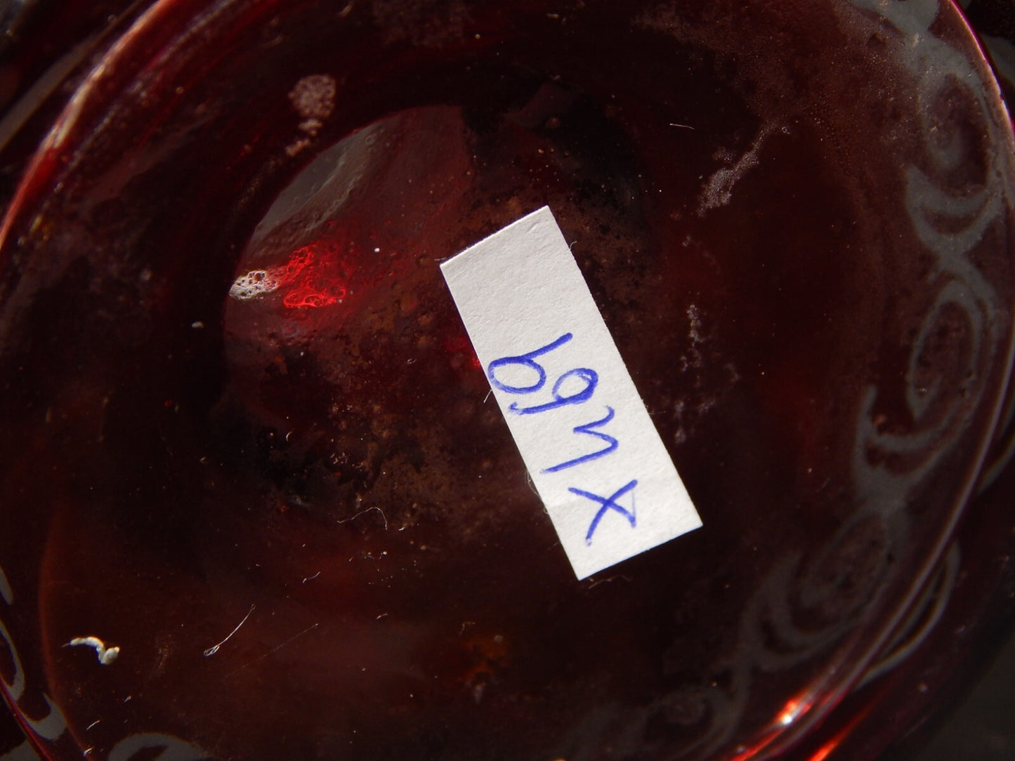 ANTICO PREZIOSO VASO CRISTALLO DI BOEMIA ROSSO RUBINO INCISO BIEDERMEIER