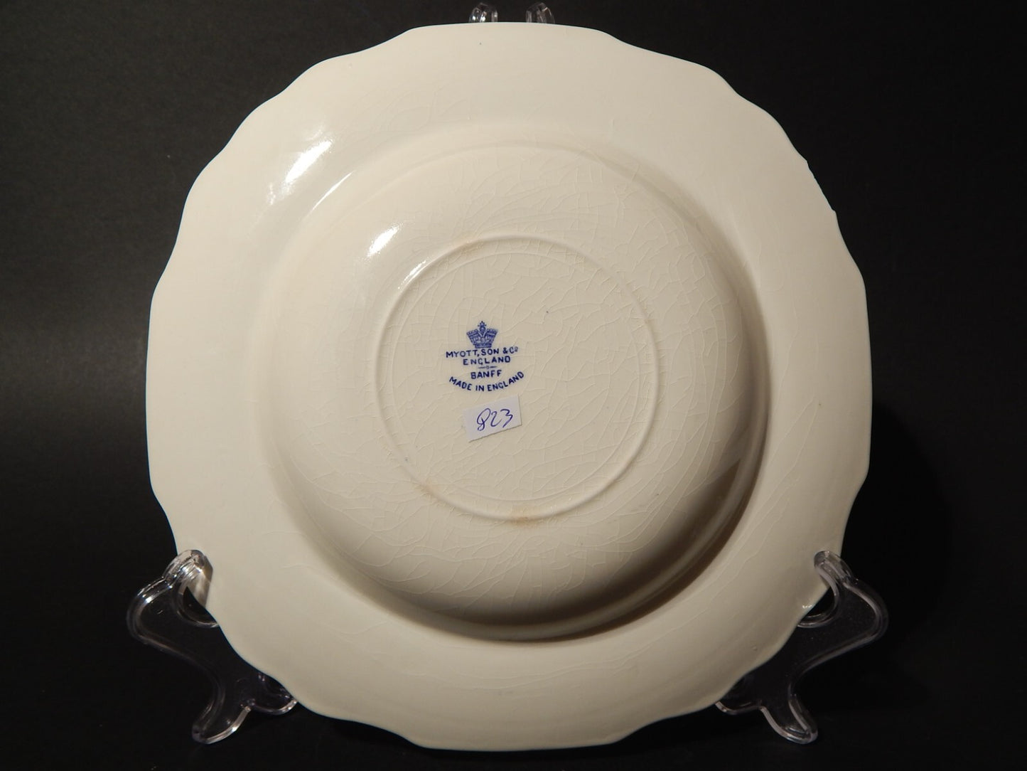 ANTICA CIOTOLA CERAMICA MYOTT SON STAFFORDSHIRE ENGLAND BANFF BIANCO BLU