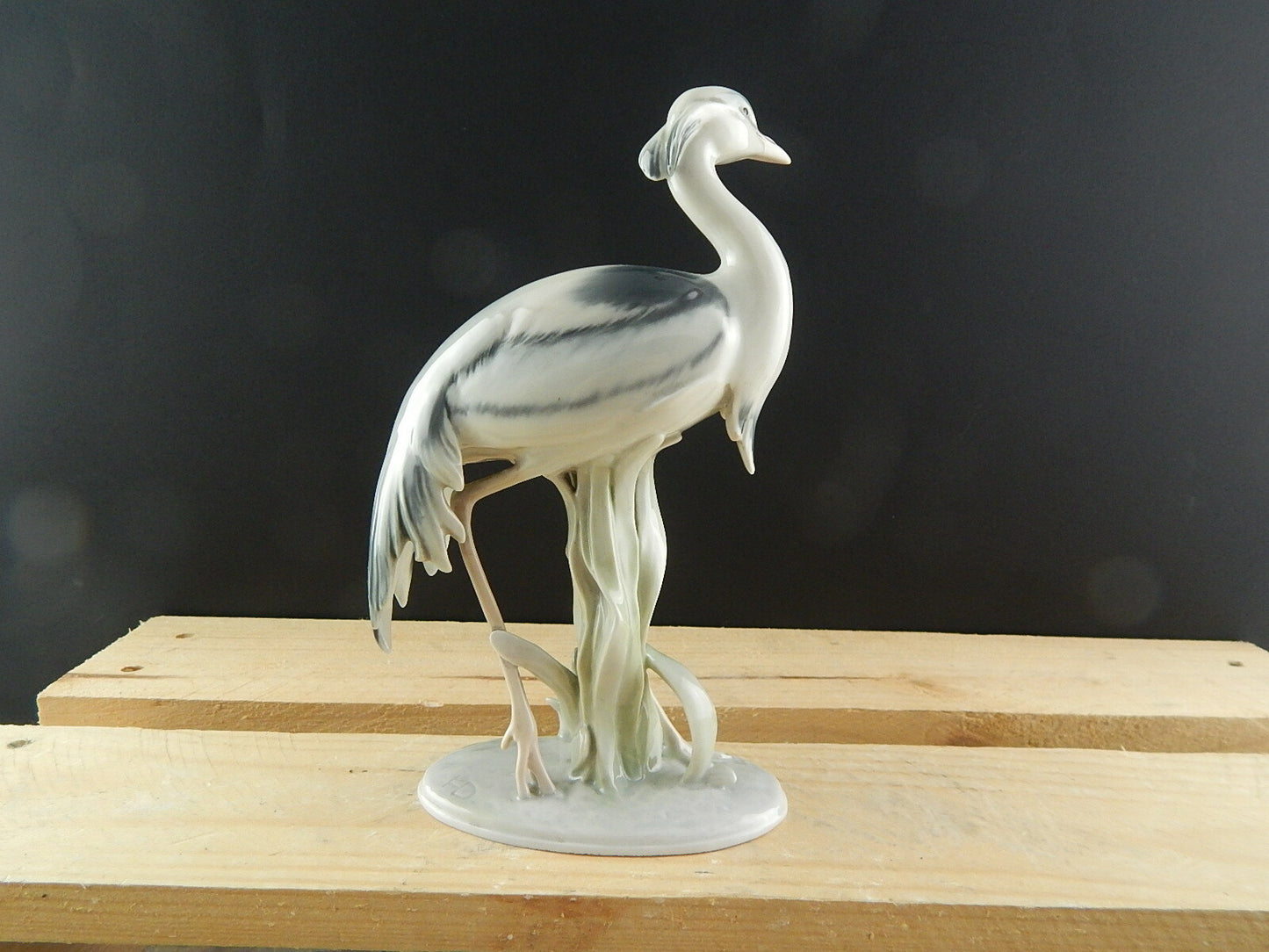 ANTICA 1930 ORIGINALE STATUINA PORCELLANA METZLER&ORLOFF AIRONE DIPINTO A MANO