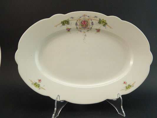 ANTICO VASSOIO OVALE LIBERTY PORCELLANA CARL TIELSCH ALTWASSER SILESIA 1900