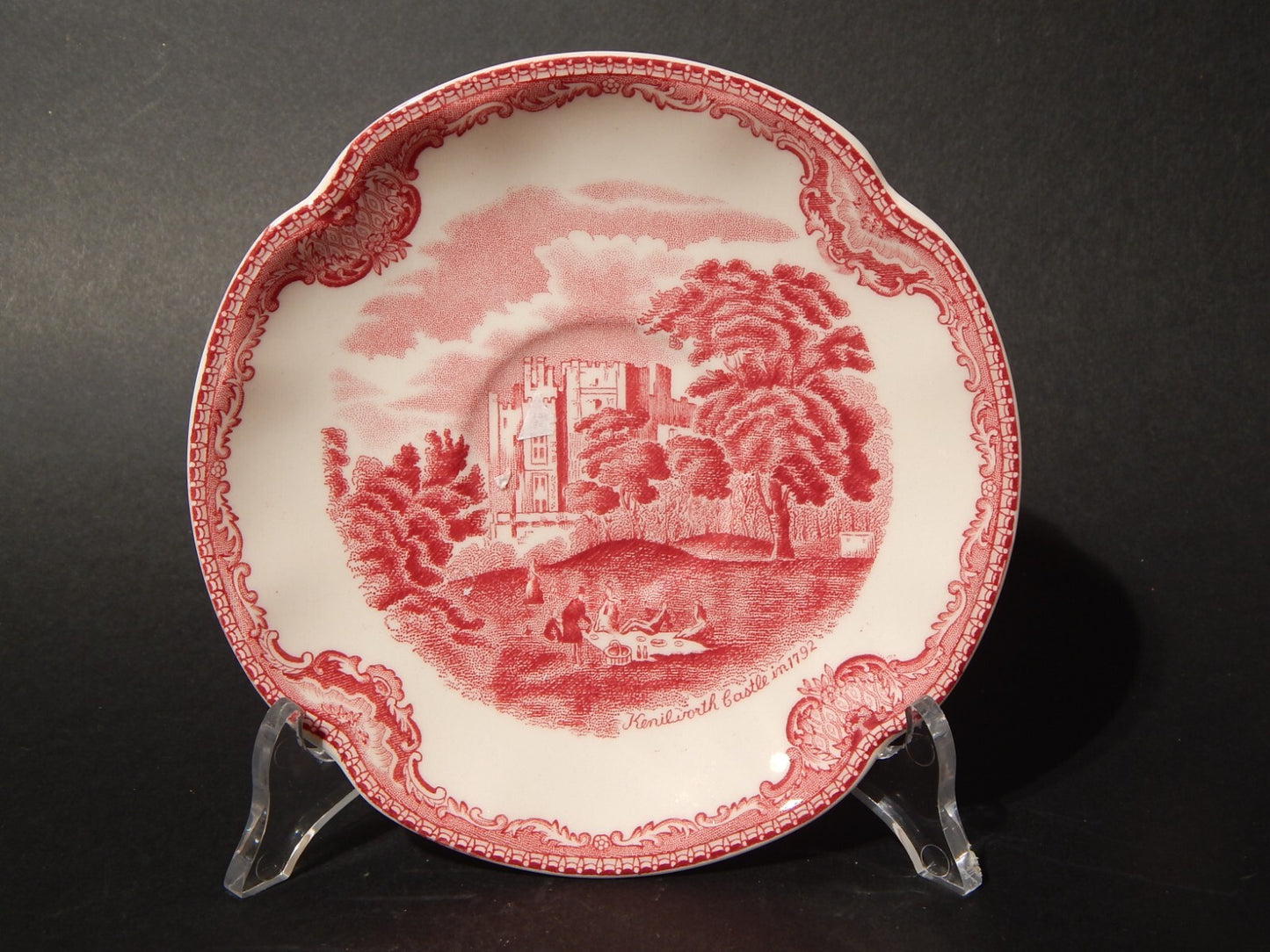 VINTAGE JOHNSON BROS OLD BRITAIN CASTLE TAZZA DA TE' SEMI PORCELLANA ROSSO