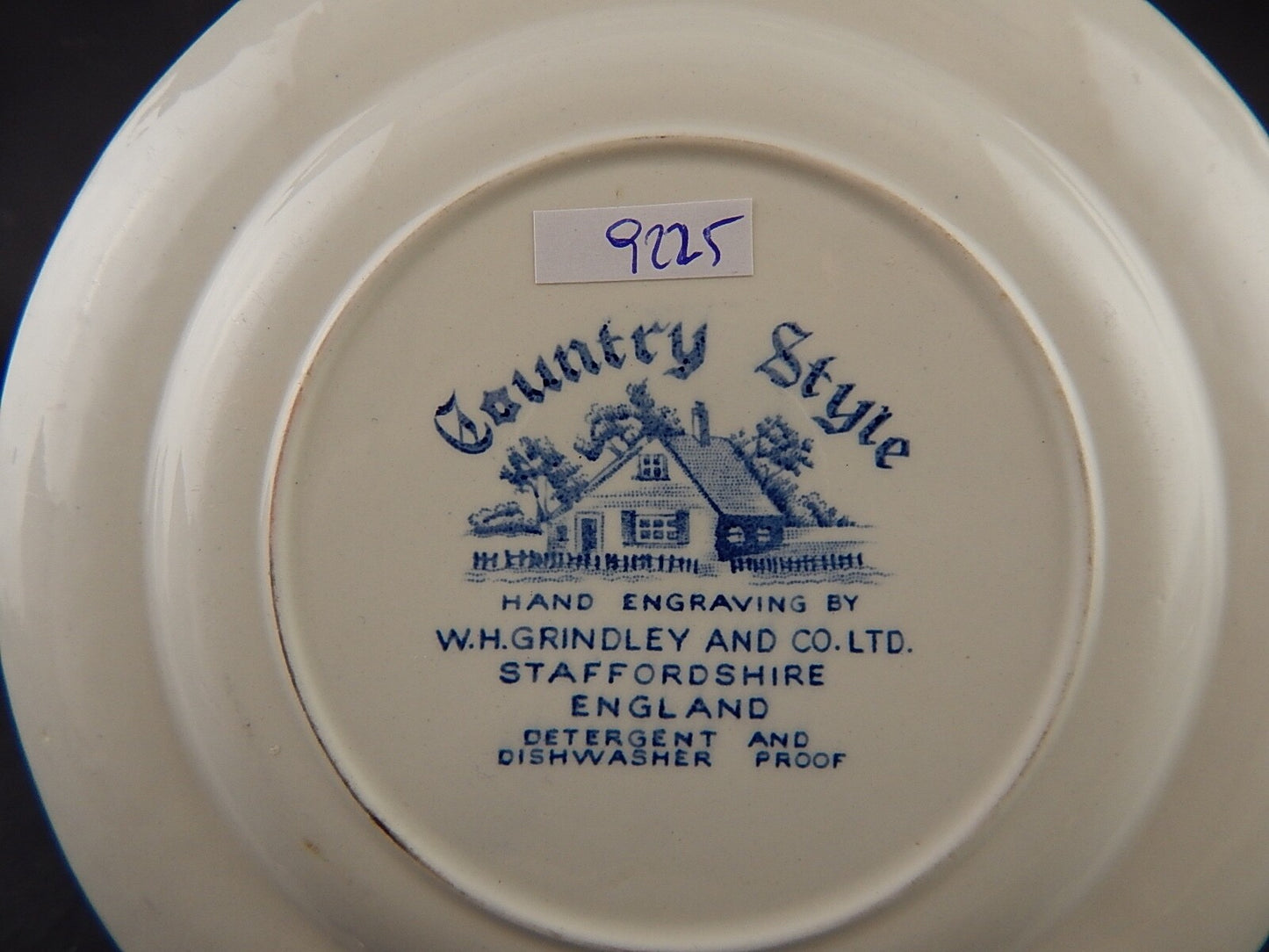 VINTAGE PIATTO SEMI PORCELLANA BIANCO BLU STAFFORSHIRE GRINDLEY COUNTRY STYLE