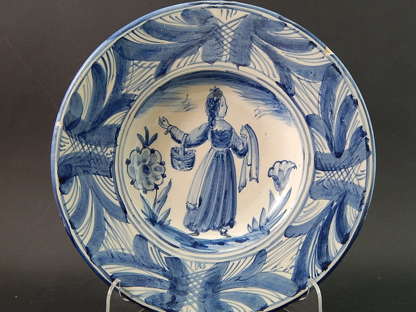 ARTE POVERA PIATTO CERAMICA SPAGNOLA CATALANA GUIVERNAU PRIMA META' 900 #2012