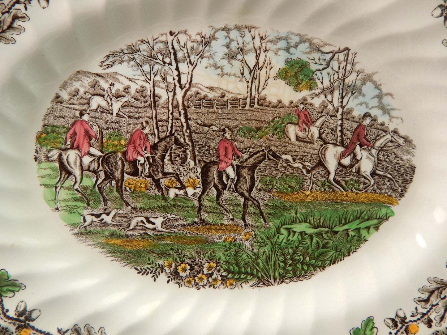 ANTICO VASSOIO CERAMICA INGLESE MYOTTS COUNTRY LIFE STAMPA A MANO