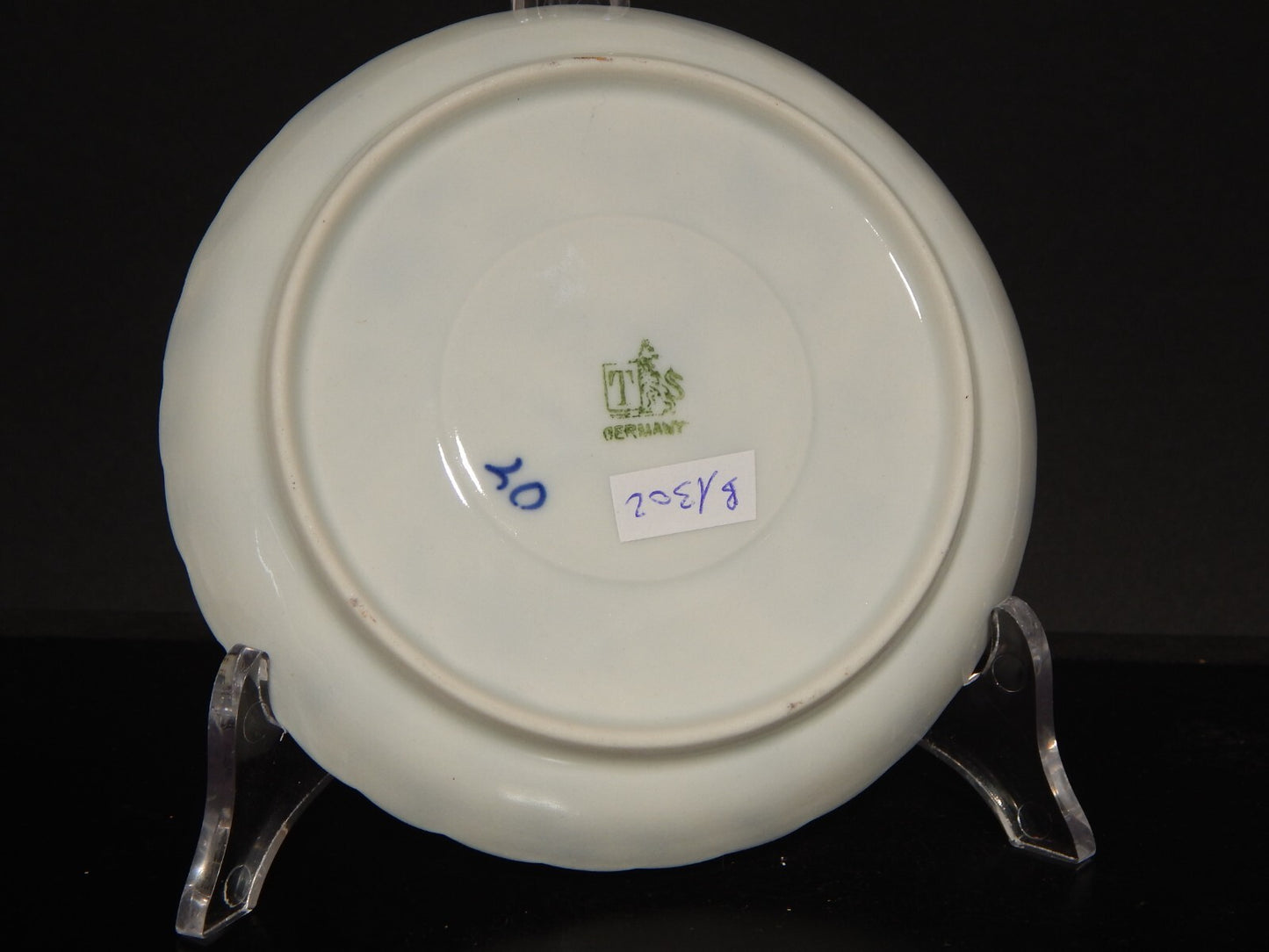 ANTICA TAZZA DA TE' PORCELLANA ROYAL TETTAU BLUE FLUTED BIANCO BLU PROFILO ORO