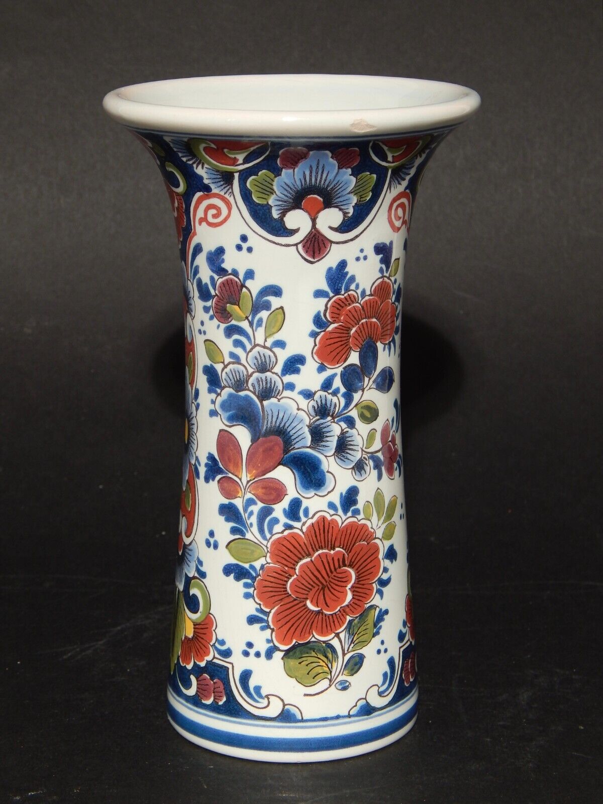 VINTAGE VASO IN CERAMICA POLICROMA COLLEZIONE OUD DELFT DIPINTO A MANO