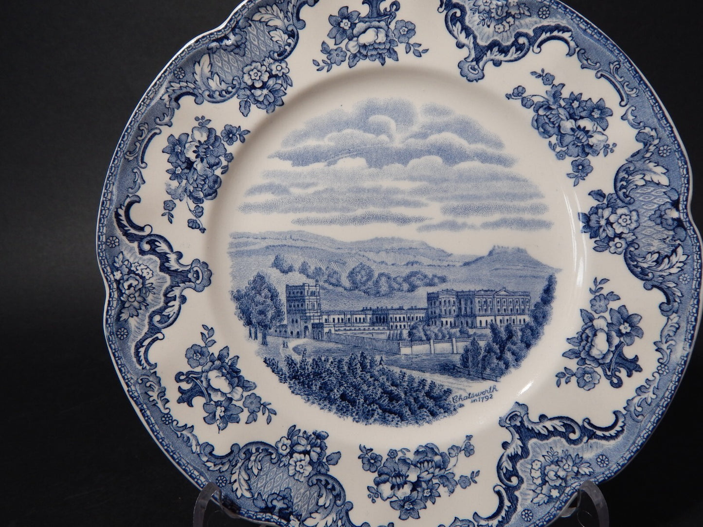 VINTAGE JOHNSON BROS OLD BRITAIN CASTLE BLU PIATTO DESSERT PORCELLANA DIFETTO