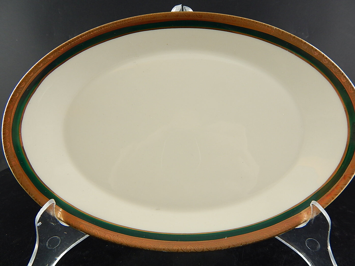 RETRO ELEGANTE RAVIERA VASSOIO IMPERO PORCELLANA BAVARIA AVORIO SMERALDO ORO