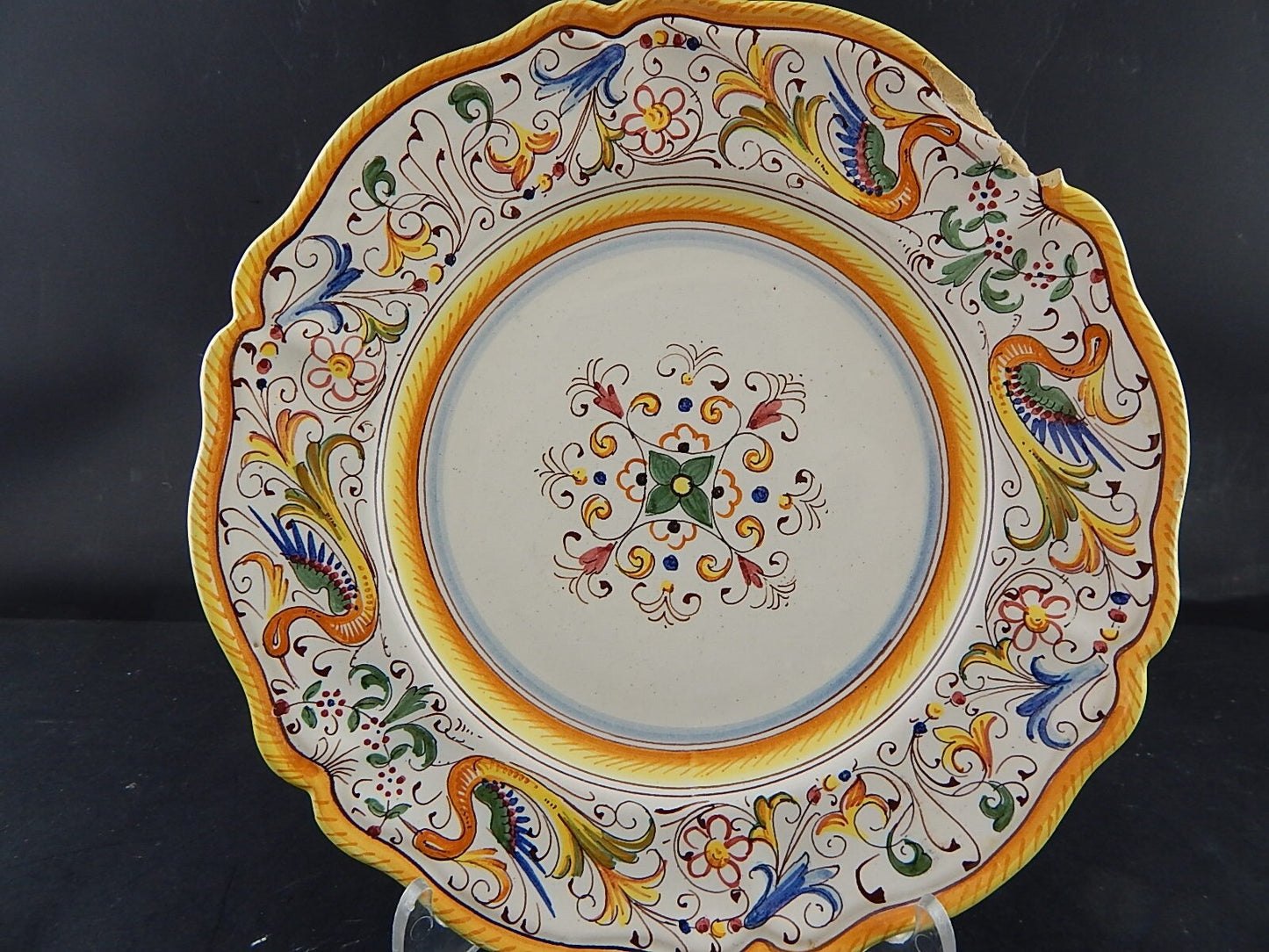 ANTICO PIATTO CERAMICA MAIOLICHE DERUTA PERUGIA PRIMO 900 RINASCIMENTALE #9178