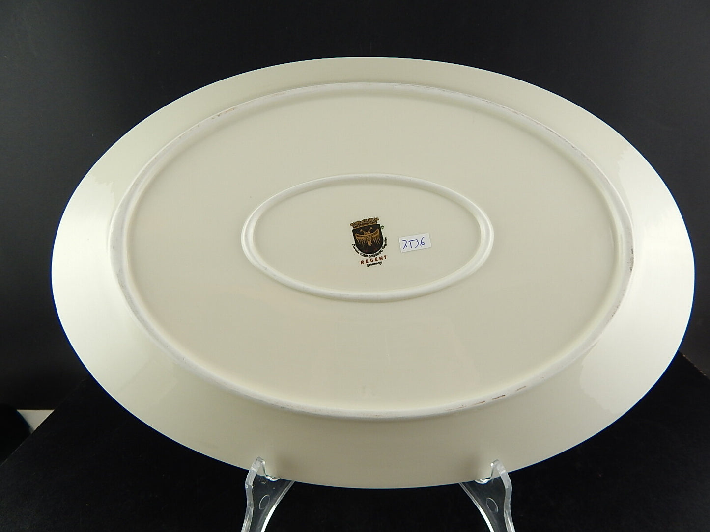 RETRO ELEGANTE PIATTO VASSOIO IMPERO PORCELLANA BAVARIA AVORIO SMERALDO ORO