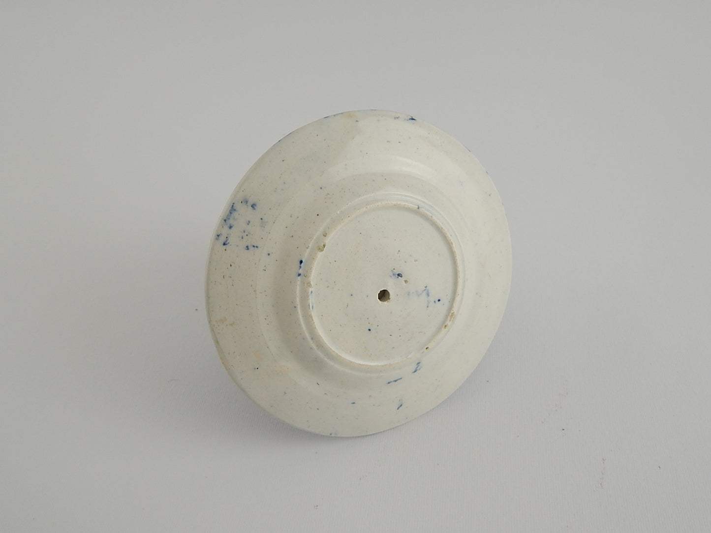 ANTICA MOSTARDIERA SALSIERA CERAMICA POTTERY INGLESE WILLOW COLONIALE META' 1800