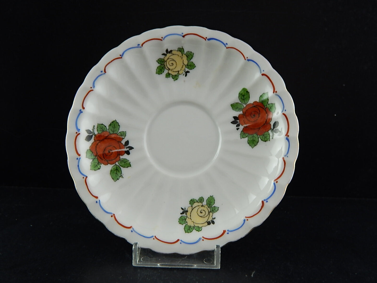 ANTICO SET TRIO TAZZA TÈ 2 PIATTI PORCELLANA WÜRTTEMBERG BAUER & PFEIFFER