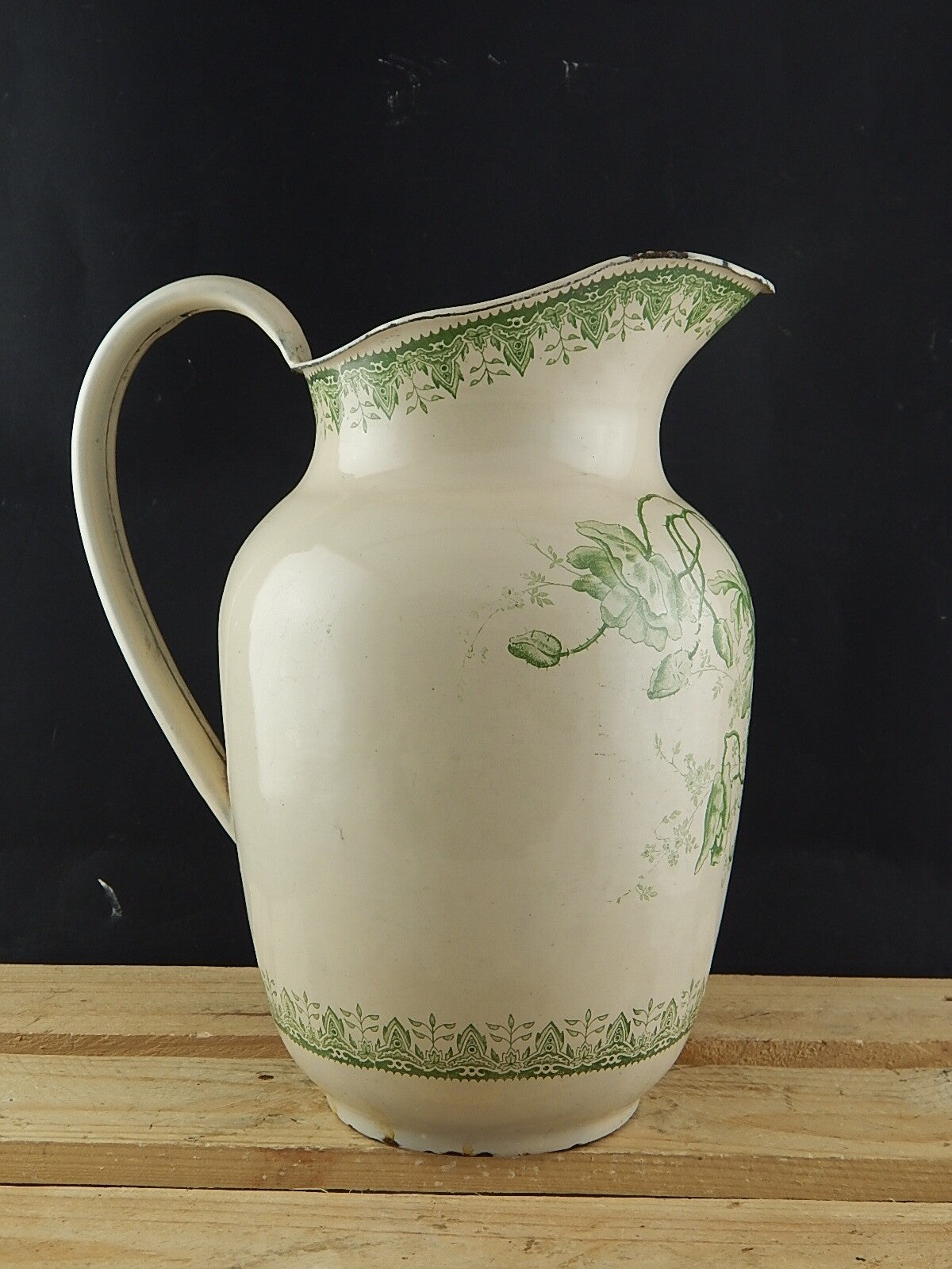 ANTICA ESCLUSIVA BROCCA VERSATOIO LATTA SMALTATA PORCELLANATA DECORO FLOREALE