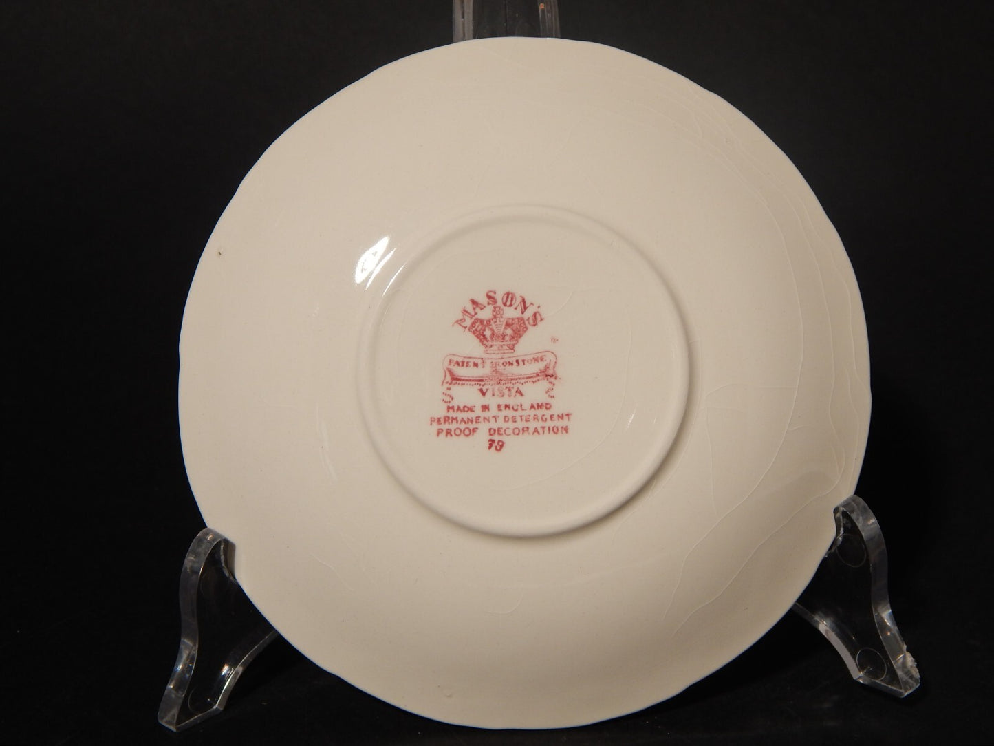 ANTICA TAZZINA CAFFE' SEMI PORCELLANA INGLESE MASON’S DECORO VISTA BIANCO ROSSO