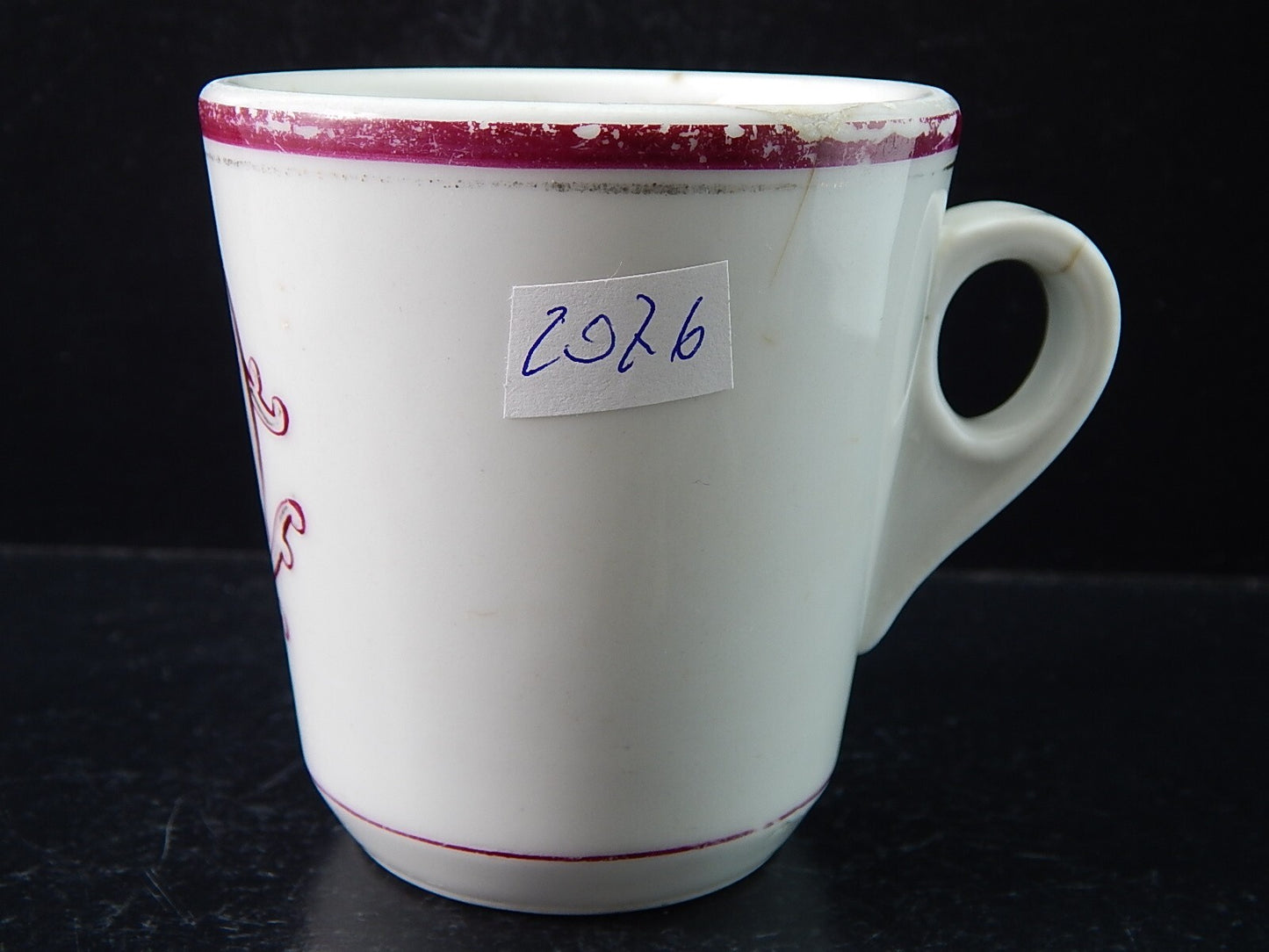 GINORI DOCCIA ANTICA RARA TAZZA PORCELLANA 1860 CON MONOGRAMMA #2076