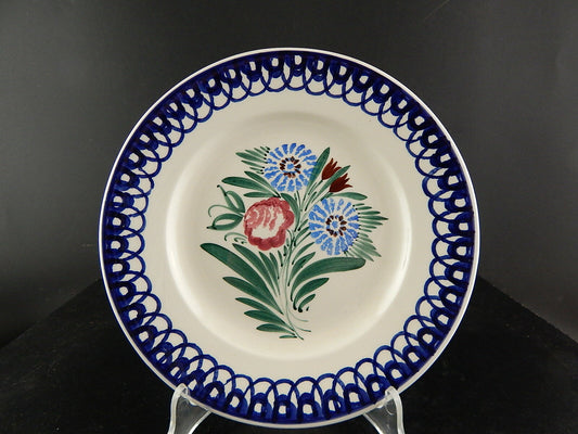 VINTAGE PIATTO DECORATIVO CERAMICA VEDOVA BESIO & FIGLIO MONDOVI' DIPINTO MANO