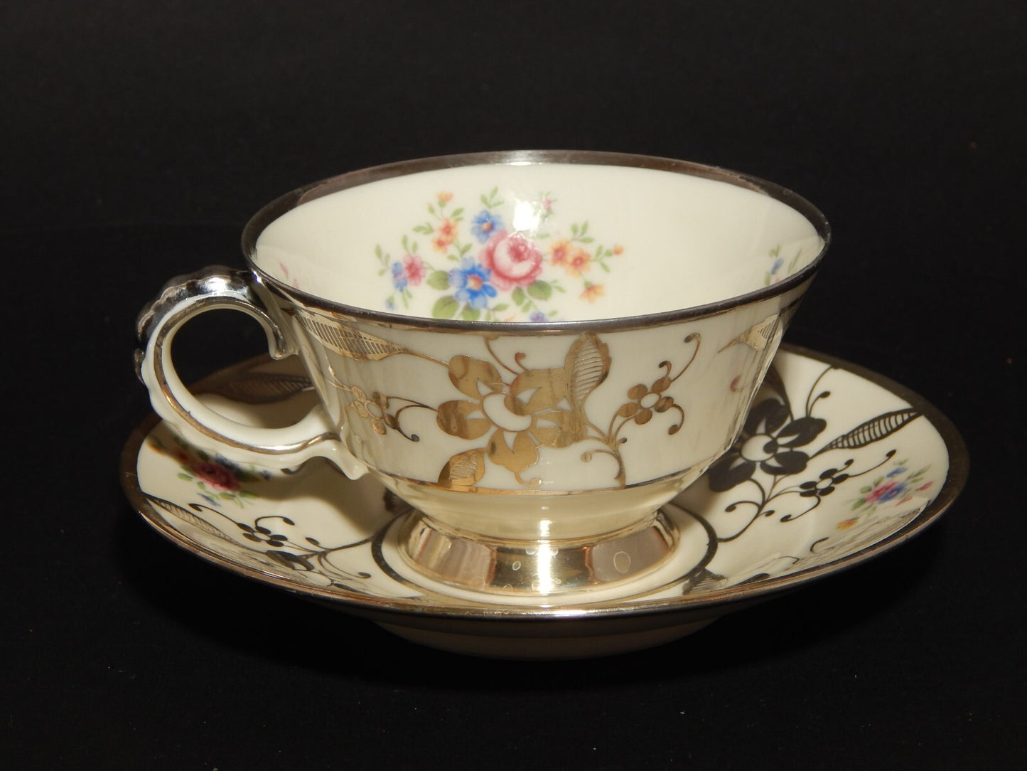 ANTICA TAZZA DA TE' PORCELLANA VOHENSTRAUSS JOHANN SELTMANN BAVARIA ARGENTO