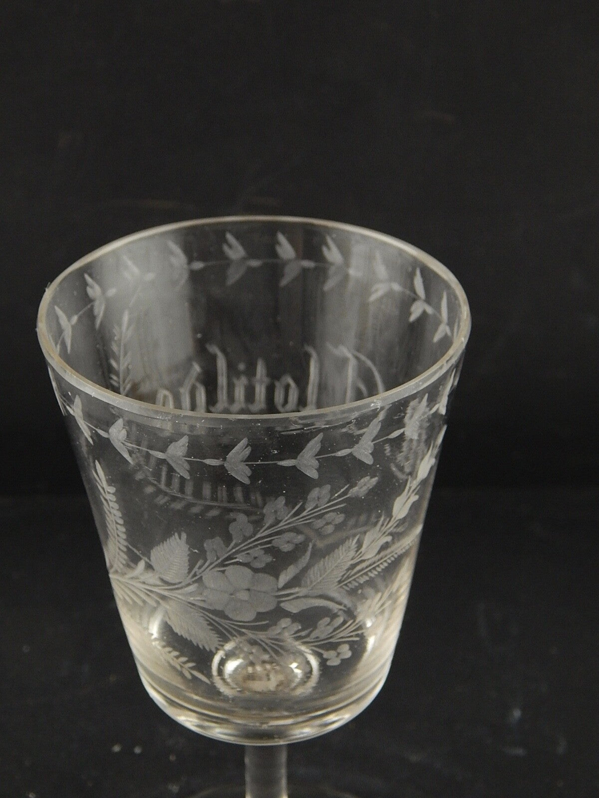 ANTICO 1800 COLLEZIONE CALICE CRISTALLO INCISO ALL'ACIDO M. CLOTILDE