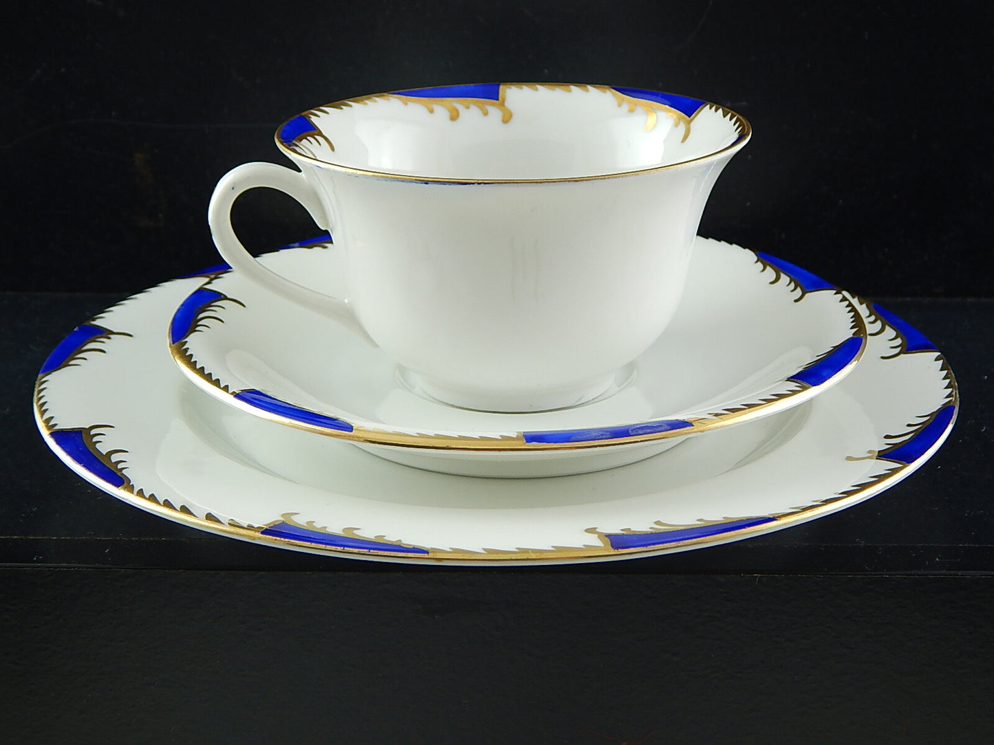 ANTICO ART DECO SET TRIO TAZZA TÈ PORCELLANA WÜRTTEMBERG BAUER&PFEIFFER