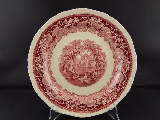 ANTICO PIATTO VASSOIO ROTONDO CERAMICA INGLESE MASON’S DECORO VISTA BIANCO ROSSO