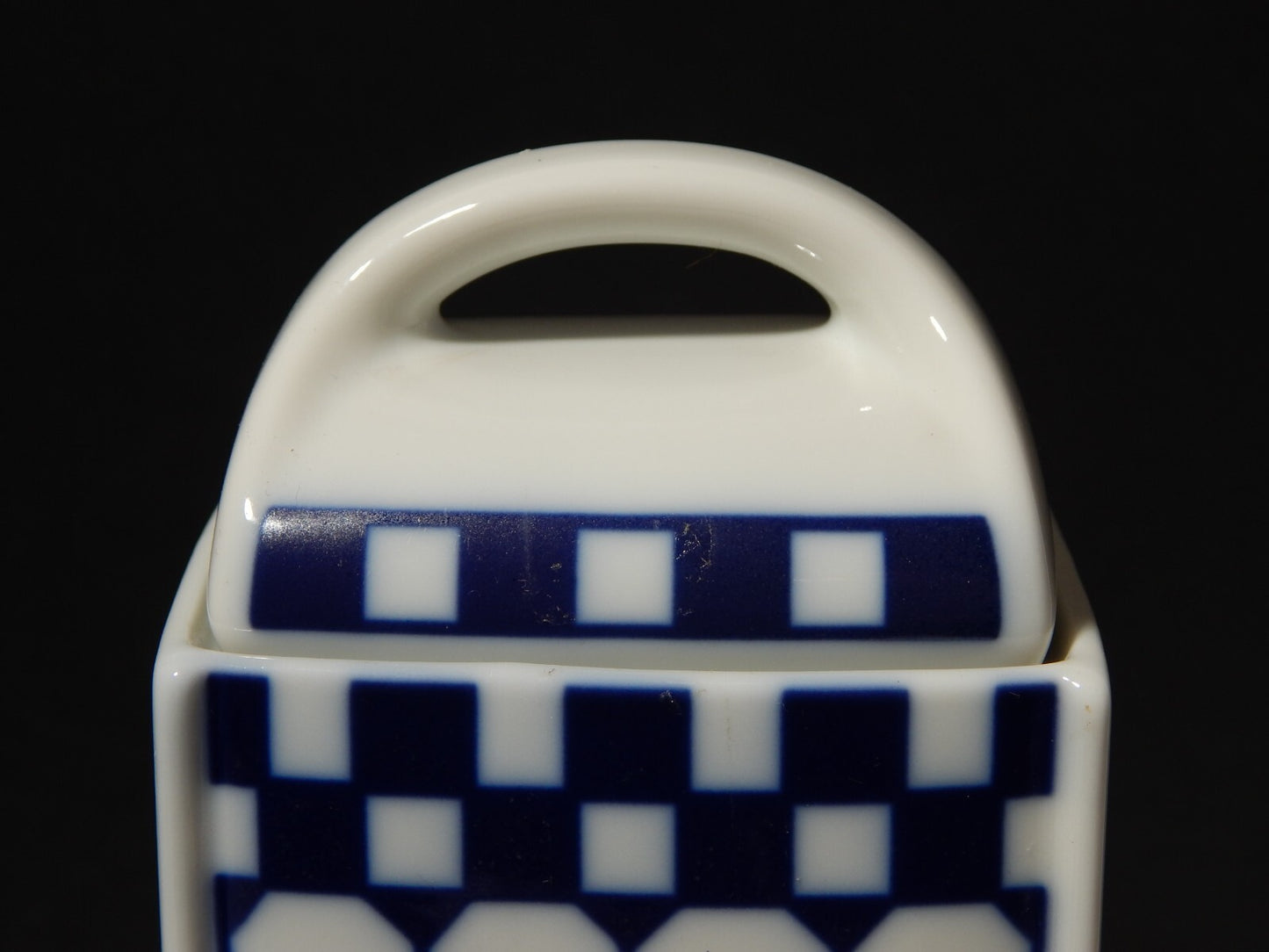 ANTICO ART DECO VASO BARATTOLO TE' PORCELLANA BIANCO BLU COBALTO ROYAL TETTAU