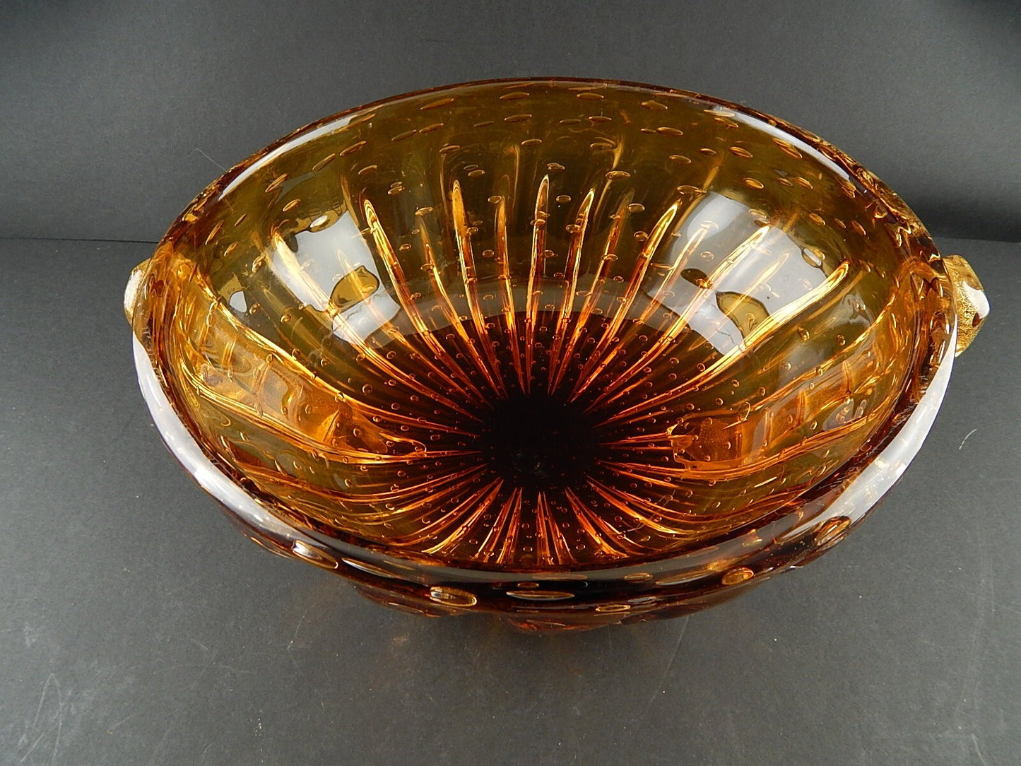 PREZIOSO RARO ART DECO CENTROTAVOLA VASCA VETRO SOFFIATO FIRMATO TOSO MURANO