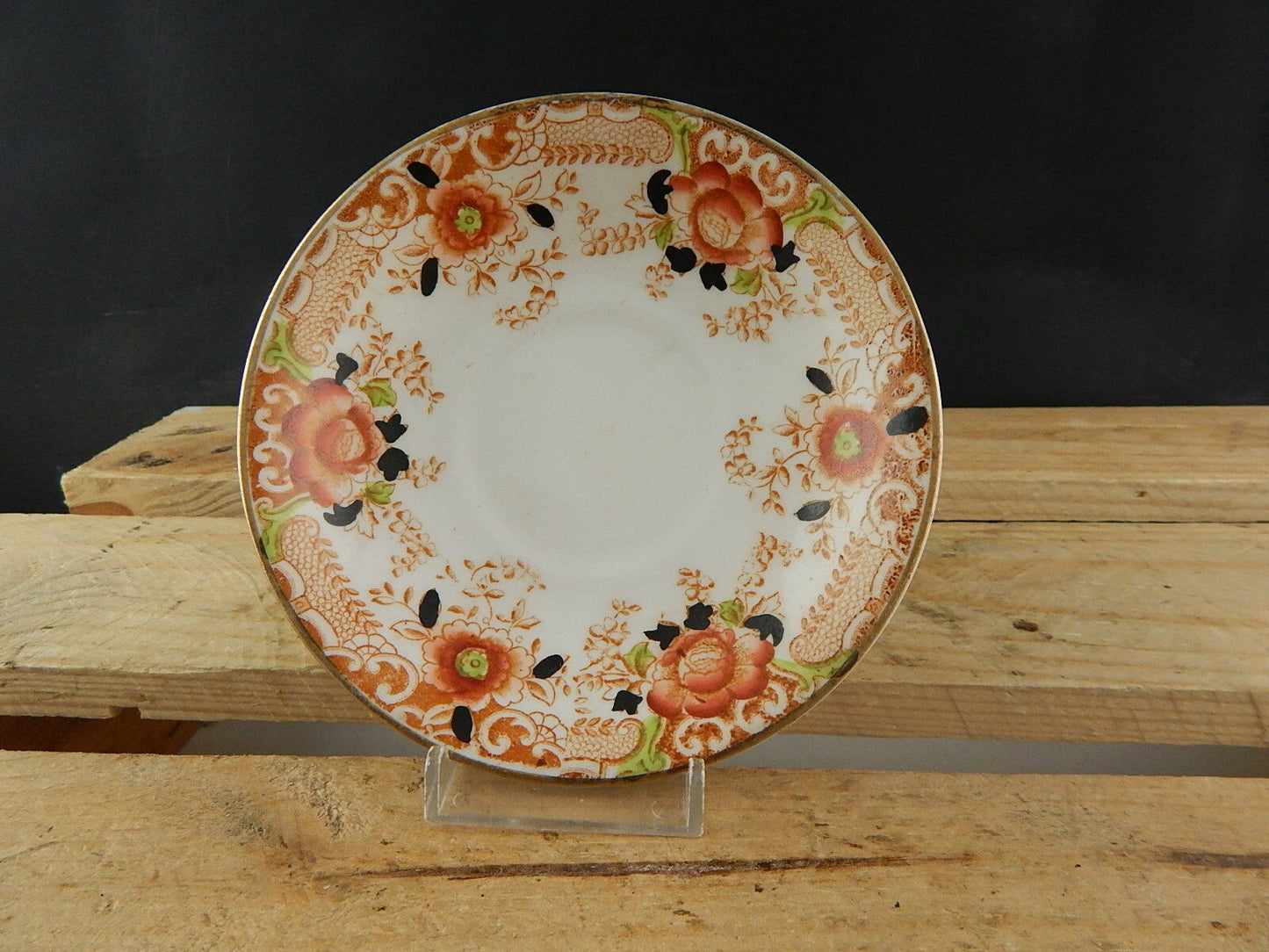 ANTICO PREZIOSO TRIO TAZZA TÈ 2 PIATTI PORCELLANA INGLESE EPOCA VITTORIANA #5919