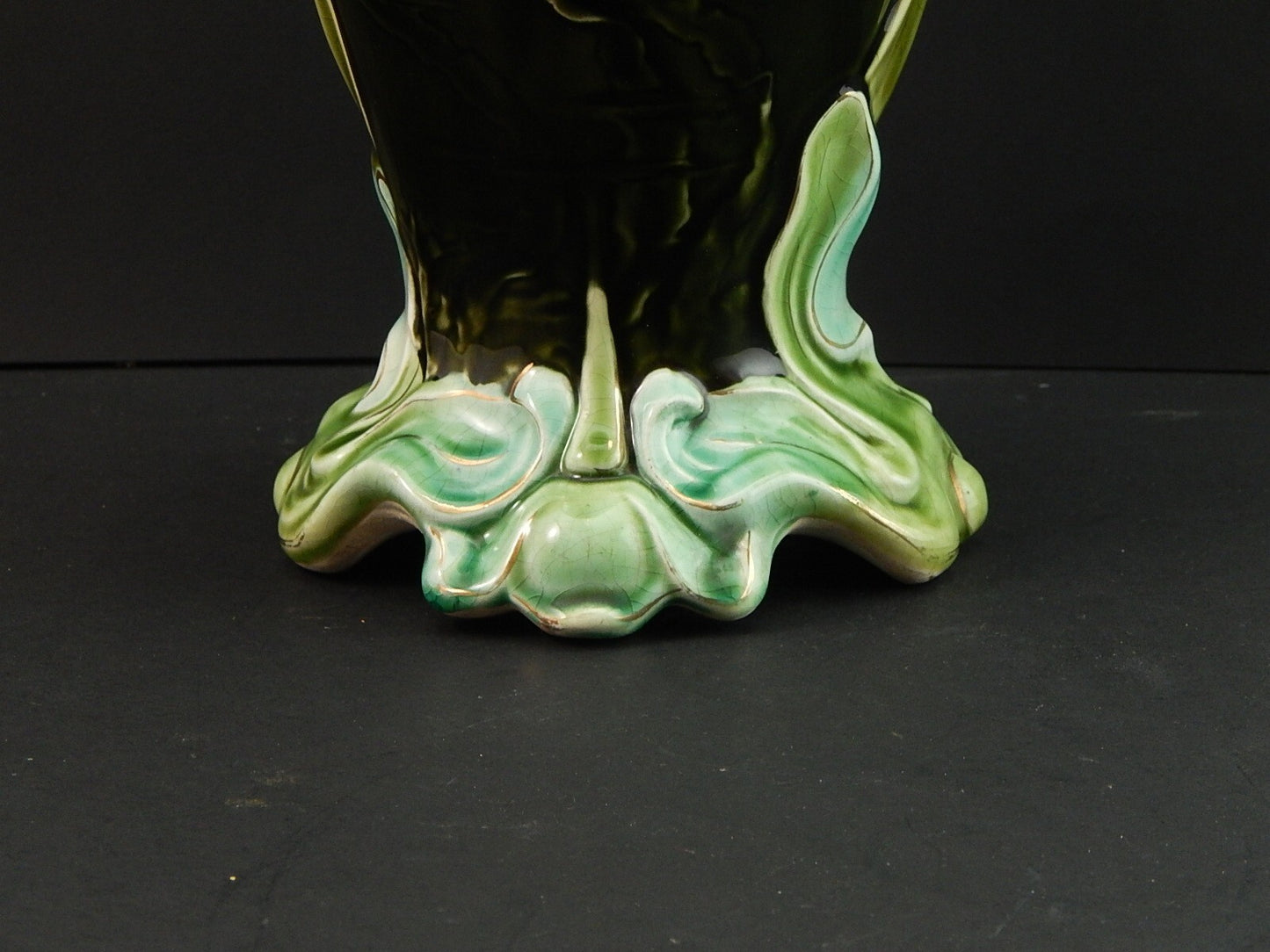 ANTICO RARO PREZIOSO ART NOUVEAU VASO BARBOTINE CERAMICA GUSTAVE DE BRUYN LILLE