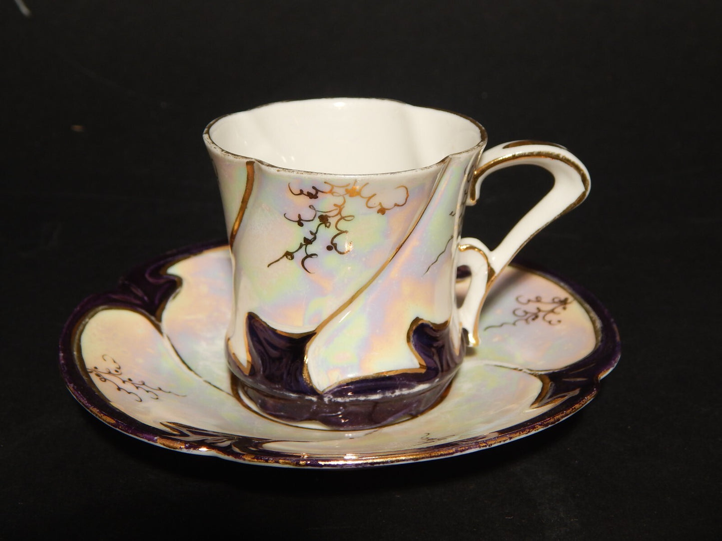 ANTICA ELEGANTE LIBERTY TAZZINA CAFFE' PORCELLANA DECORO A LUSTRO