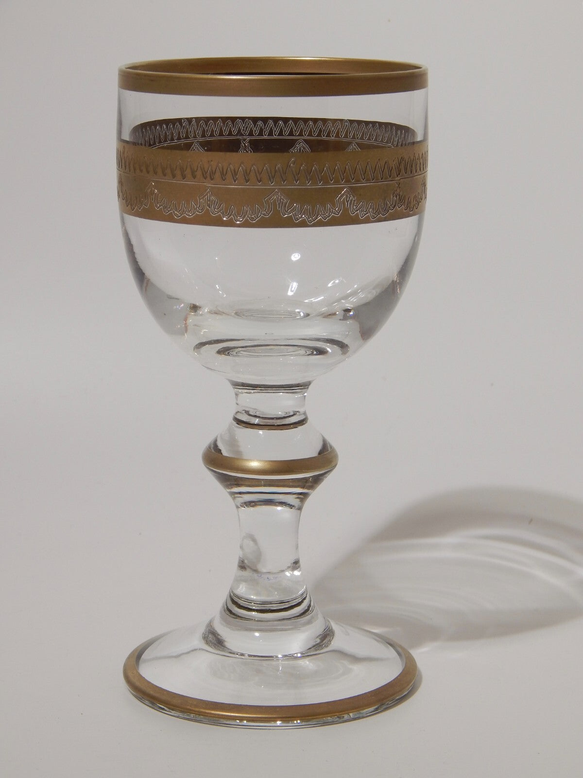 PREZIOSO STILE IMPERO CALICE VETRO SOFFIATO MURANO VENEZIANO DECORO ORO