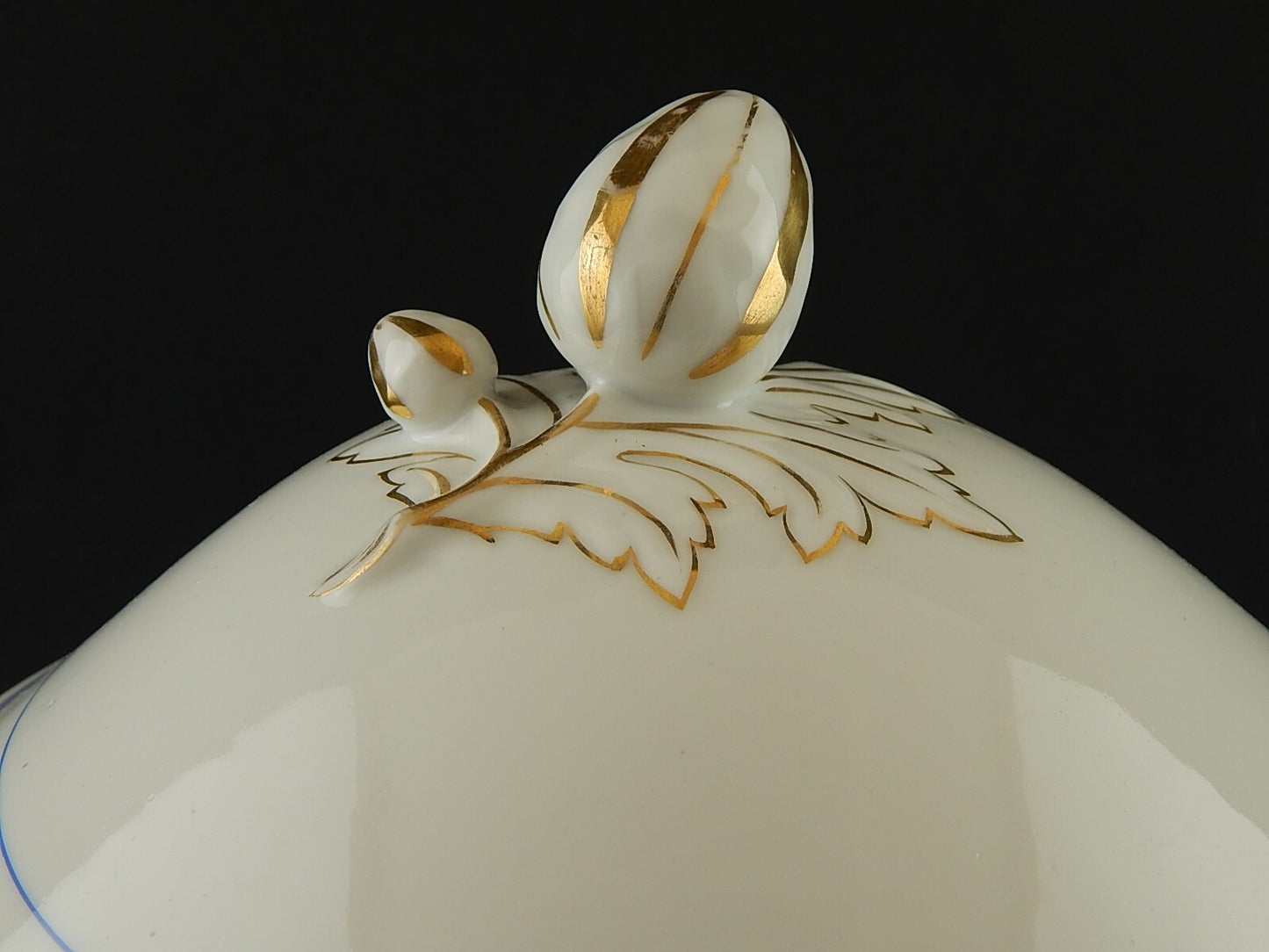 ANTICA RARA ZUPPIERA CENTROTAVOLA PORCELLANA PARIGI BIANCA BLU ORO NAPOLEONE III