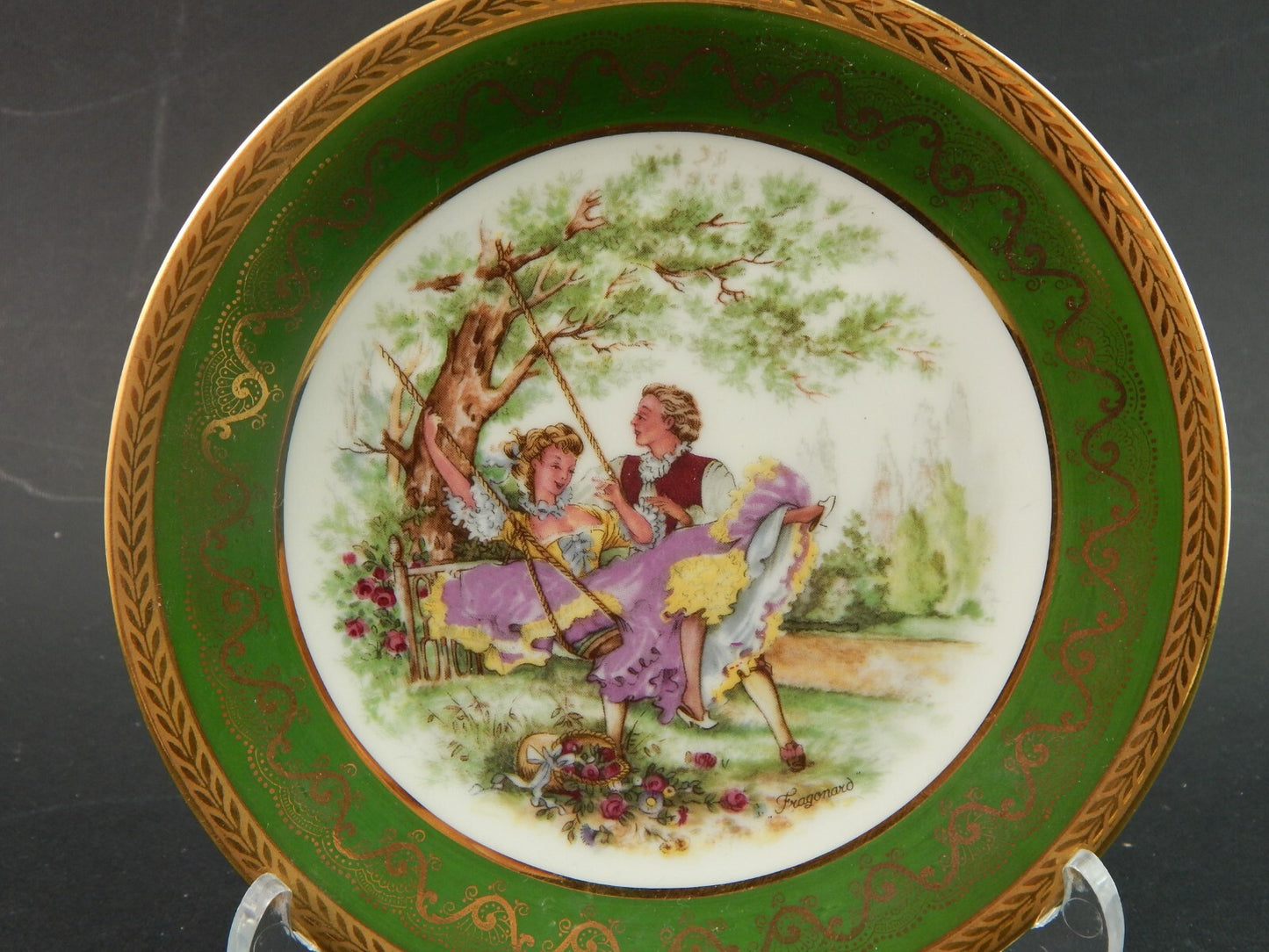 PREZIOSO PIATTO DECORATIVO PORCELLANA LIMOGES P PASTAUD DIPINTO DI FRAGONARD