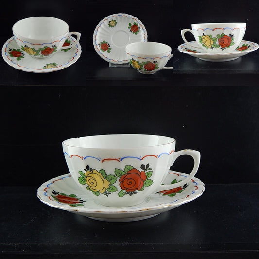 ANTICO SET TAZZA TÈ E PIATTINO PORCELLANA WÜRTTEMBERG BAUER & PFEIFFER 1904-34