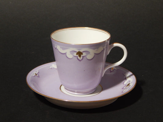 ANTICA RARA LIBERTY TAZZINA CAFFE' FINISSIMA PORCELLANA VIOLA LILLA DIFETTO