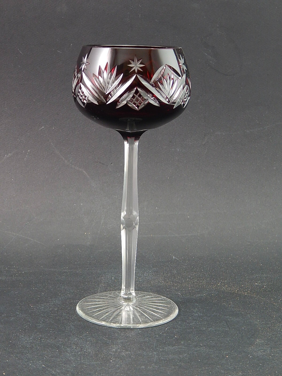 PREZIOSO ELEGANTE VINTAGE BICCHIERE CALICE CRISTALLO BOEMIA MOLATO